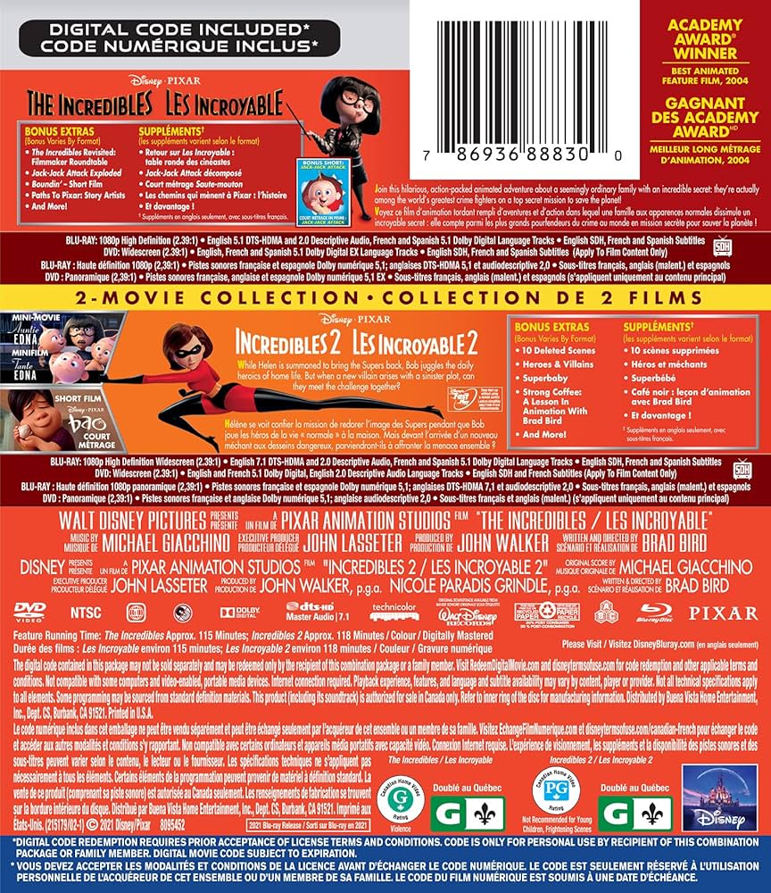 Incredibles, The/Incredibles 2 [Blu-ray] (Bilingual): Amazon