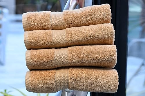 Miniatura 6 de AKTI Juego de 4 toallas de baño de alta calidad, toallas de ducha de algodón para baño, juego de toallas de baño de 580 GSM, 27 x 54 pulgadas,