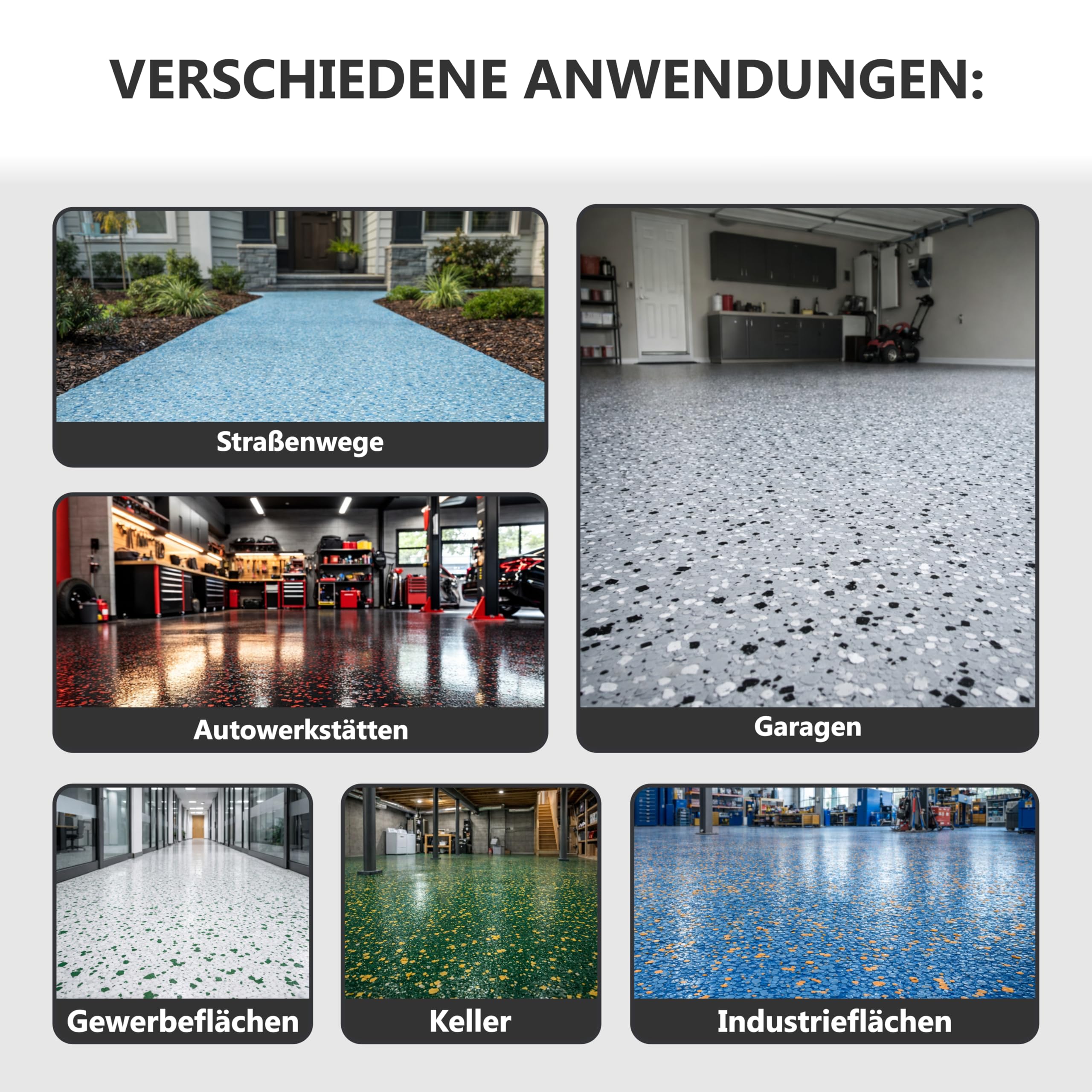 WO-WE Farbchips für Epoxidharz Bodenbeschichtung Colorchips Schwarz-Weiss-Grau - 500g