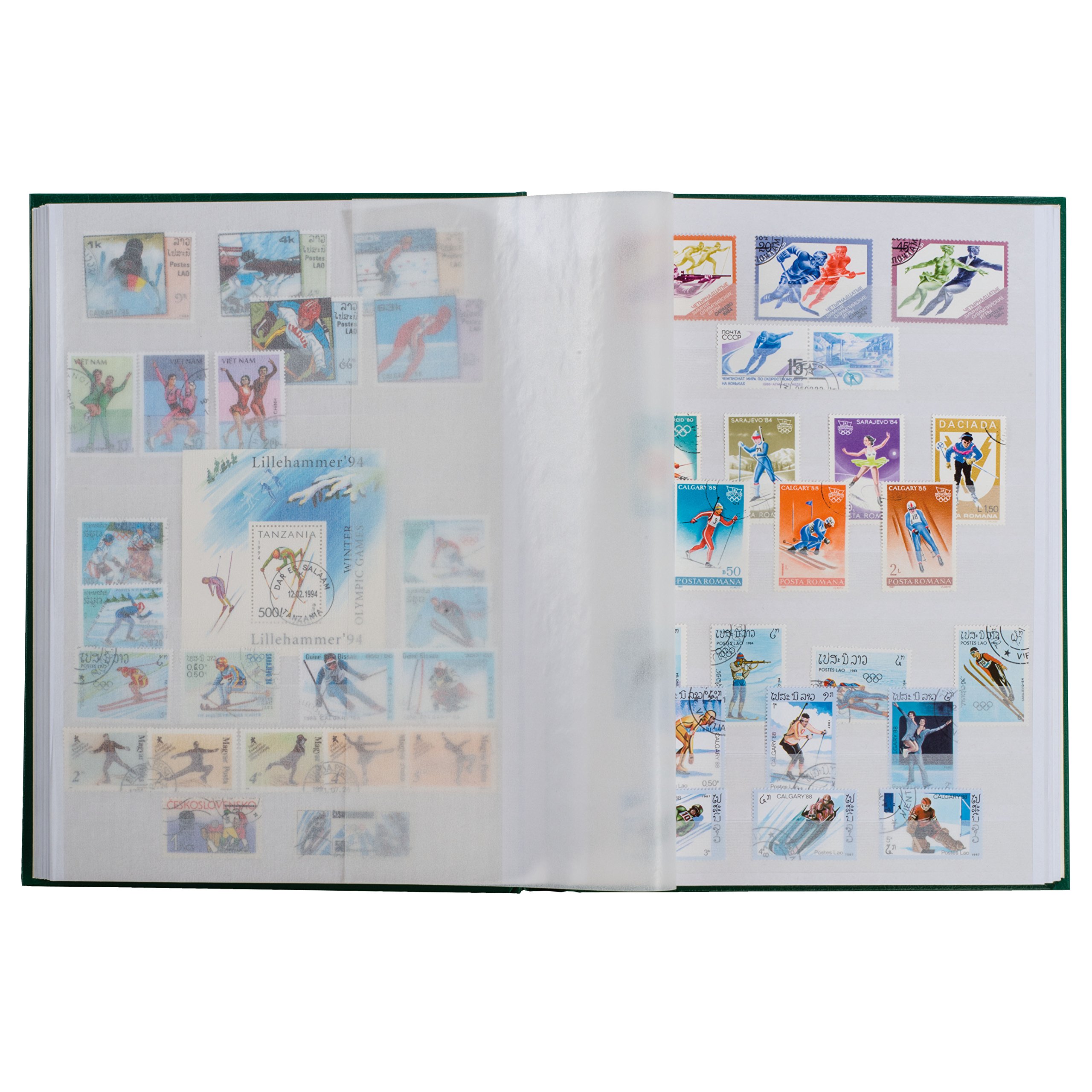 Leuchtturm 317849 Briefmarken-Sammel-Album - Einsteckbuch Basic - 64 weiße DIN A4-Seiten, geteilt - unwattiert, blau