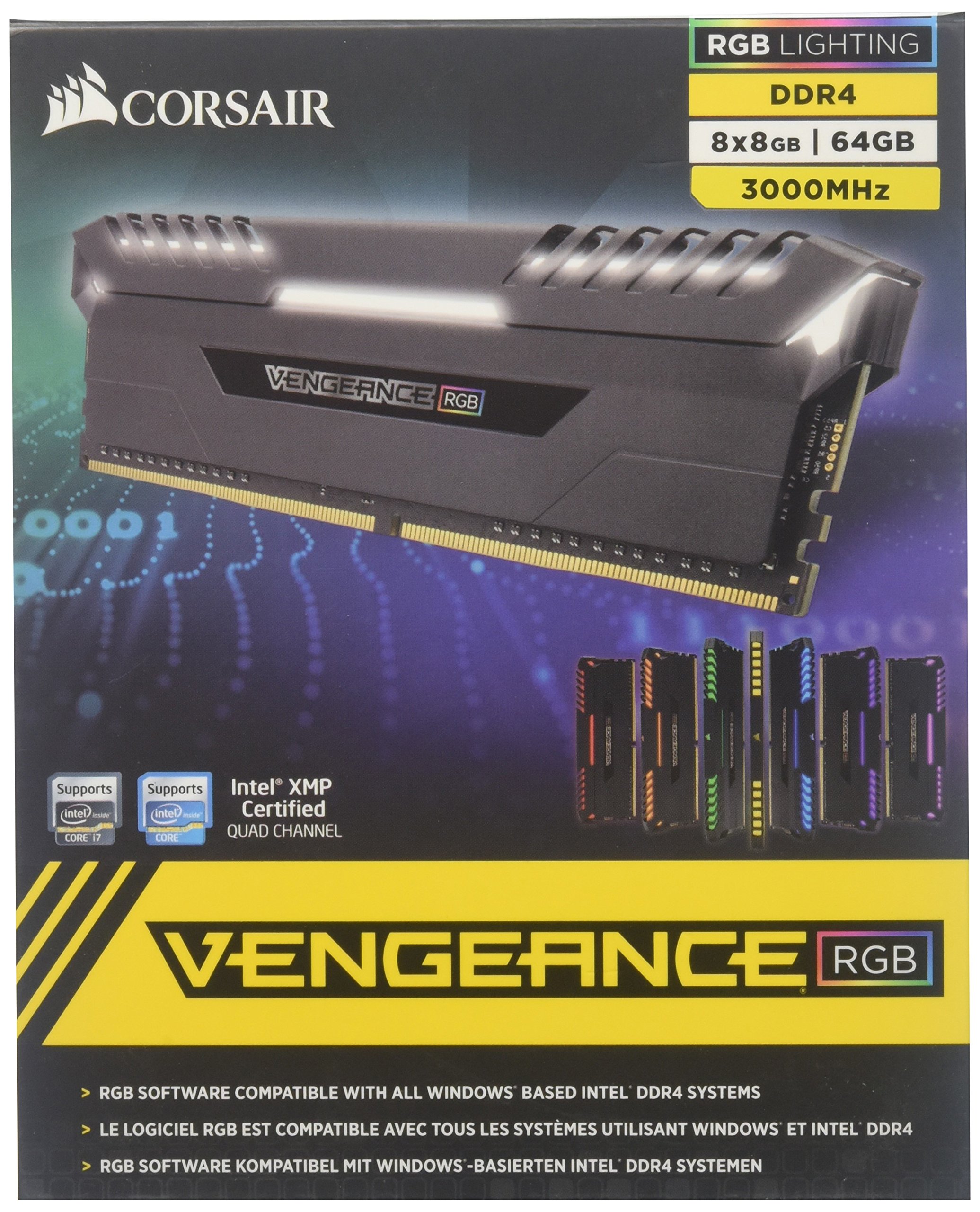 Corsair Vengeance RGB 32 GB (2 x 16 GB) DDR4 3600 MHz C18 XMP 2.0 Enthusiast RGB LED Illuminated Memory Kit - Black — view 15