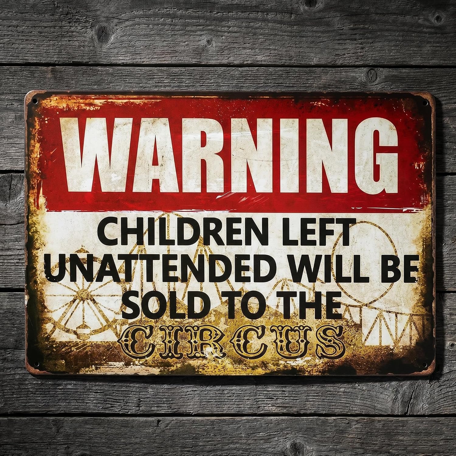 Children Left Unattended Will Be Sold to the Circus Sign 8x12 Inches image 2