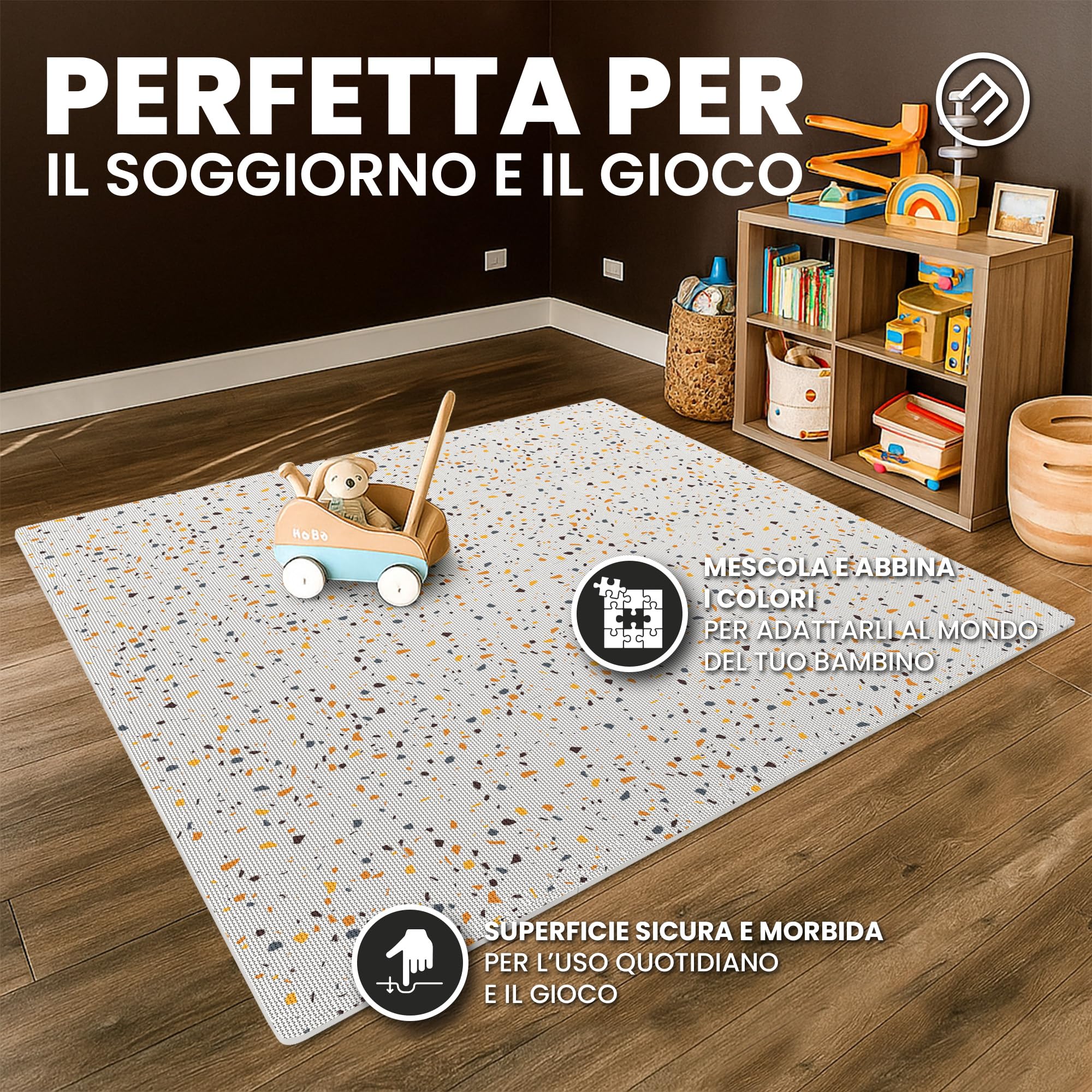bemaxx Tappeto Palestra Tappetino Fitness da Ginnastica a Puzzle EVA | Pavimento Protettivo Incastro Tatami Allenamento Protezione Sport, Materassino Mattonella Pavimentazione per Home Gym Manubri