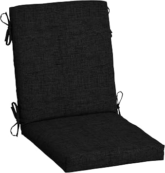Arden Patio Dining Outdoor Chair Cushions, 20x44, Rain-Proof Seat Pad, Fade-Resistant Outdoor Cushion Black Leala