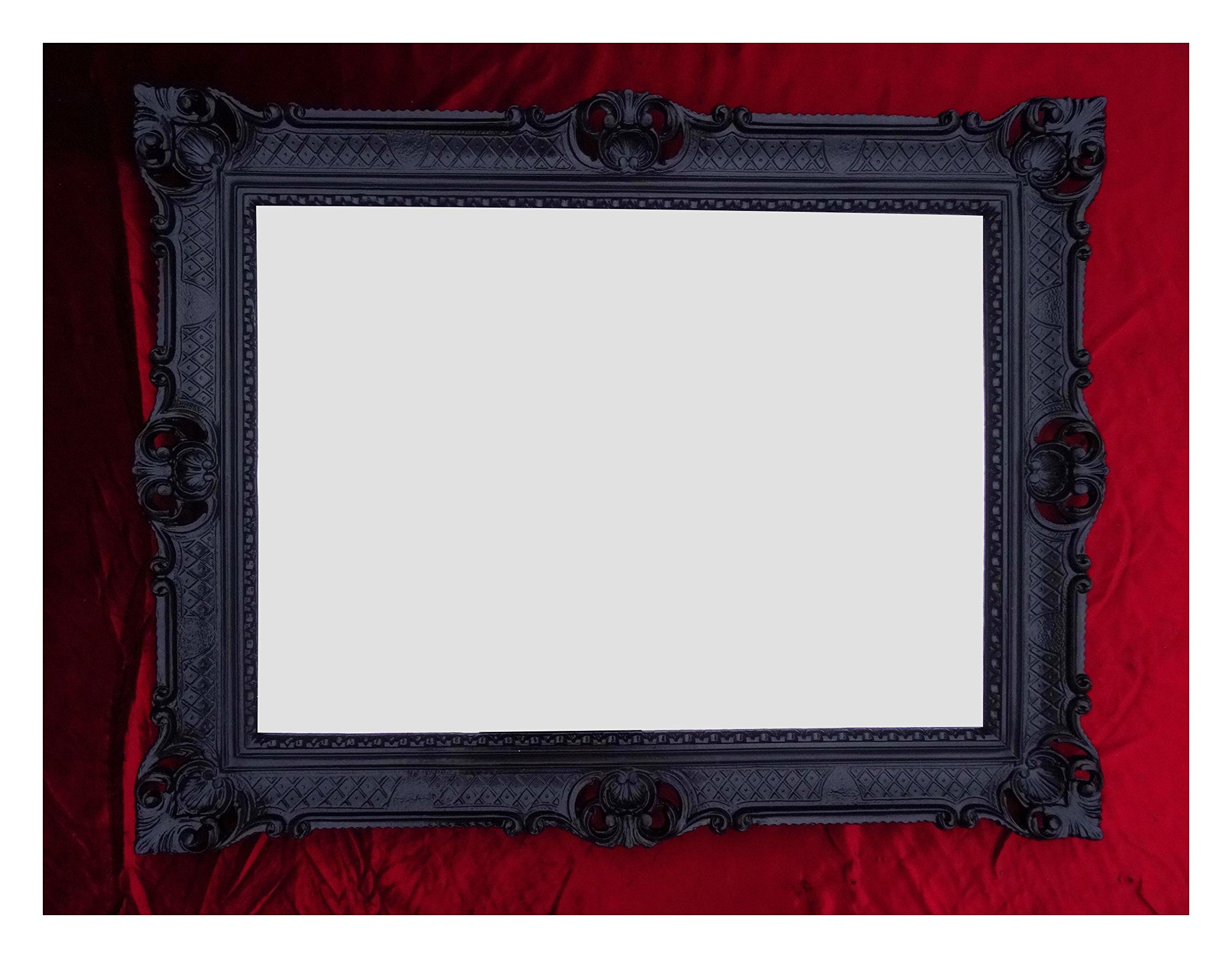 Specchio da parete barocco, cornice nera, stile retrò, barocco, shabby chic, con ornamenti di lusso