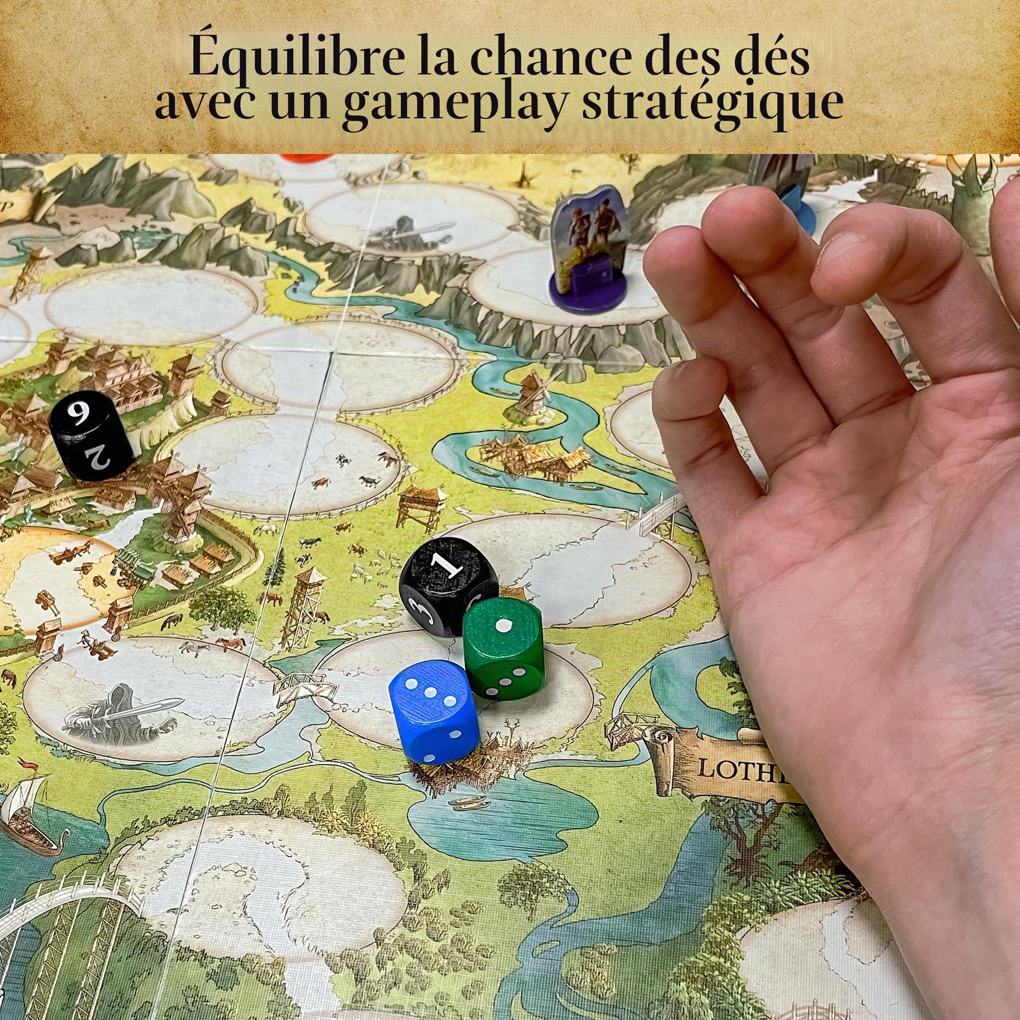Thames & Kosmos Le Seigneur des Anneaux : Adventure to Mount Doom, jeux de société coopératifs avec sélection de dés stratégiques pour soirée de jeu, jeux familiaux pour adultes et enfants, pour 1 à 4