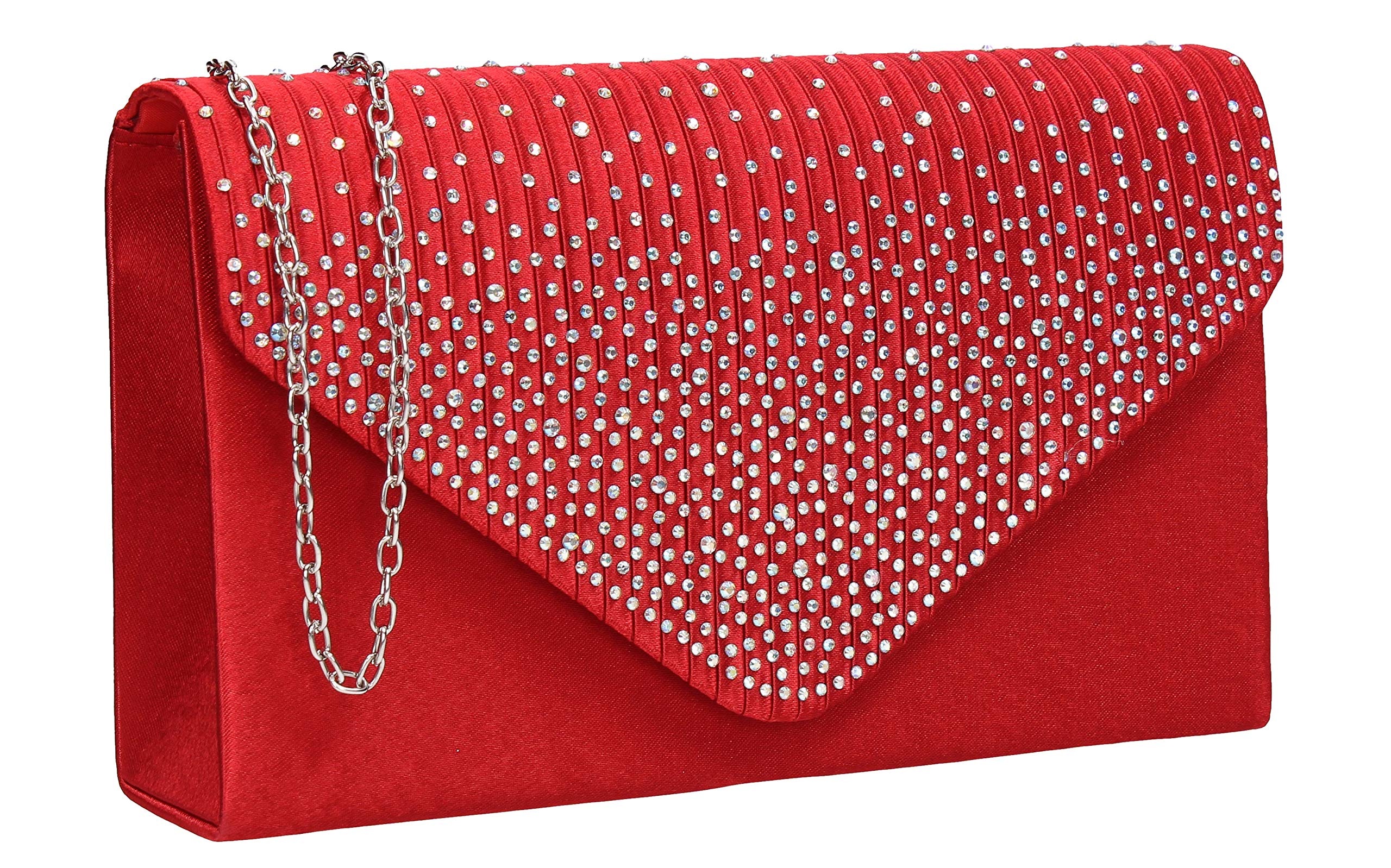 SWANKYSWANS Womens Abby Diamante Envelope Style Bag Clutch Red