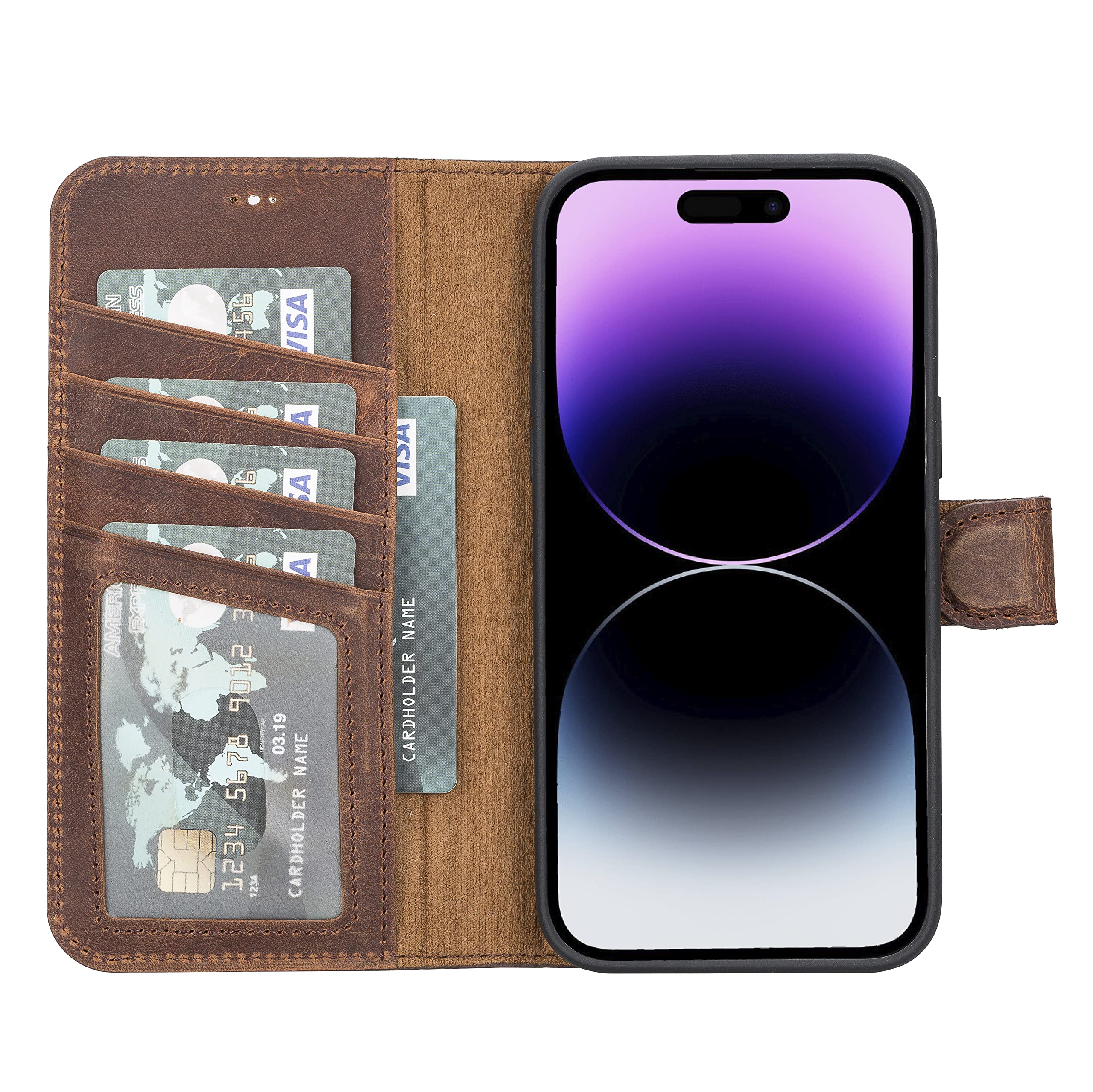 Amazon.co.jp: レザー取り外し可能ウォレットケース iPhone 14 Pro Max 