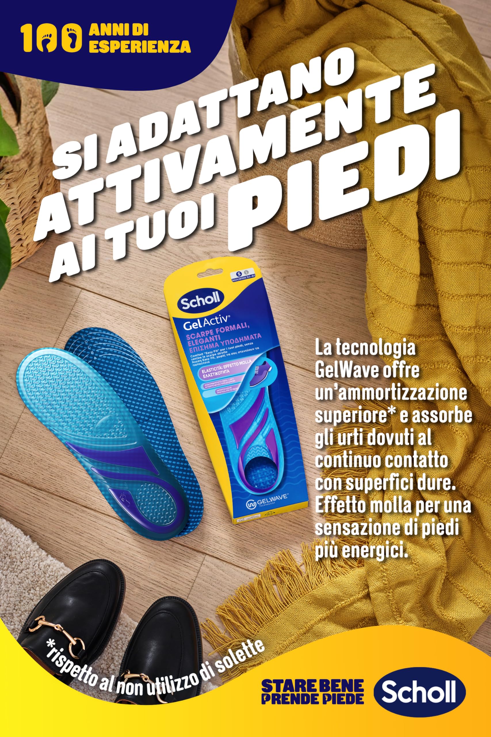 Scholl Solette GelActiv Scarpe Formali ed Eleganti, Solette Sottili con Tecnologia GelWave Ammortizzante, Comfort "Easy Fit" per i Piedi, Senza Sentire le Scarpe Strette, Taglia 35.5-40.5