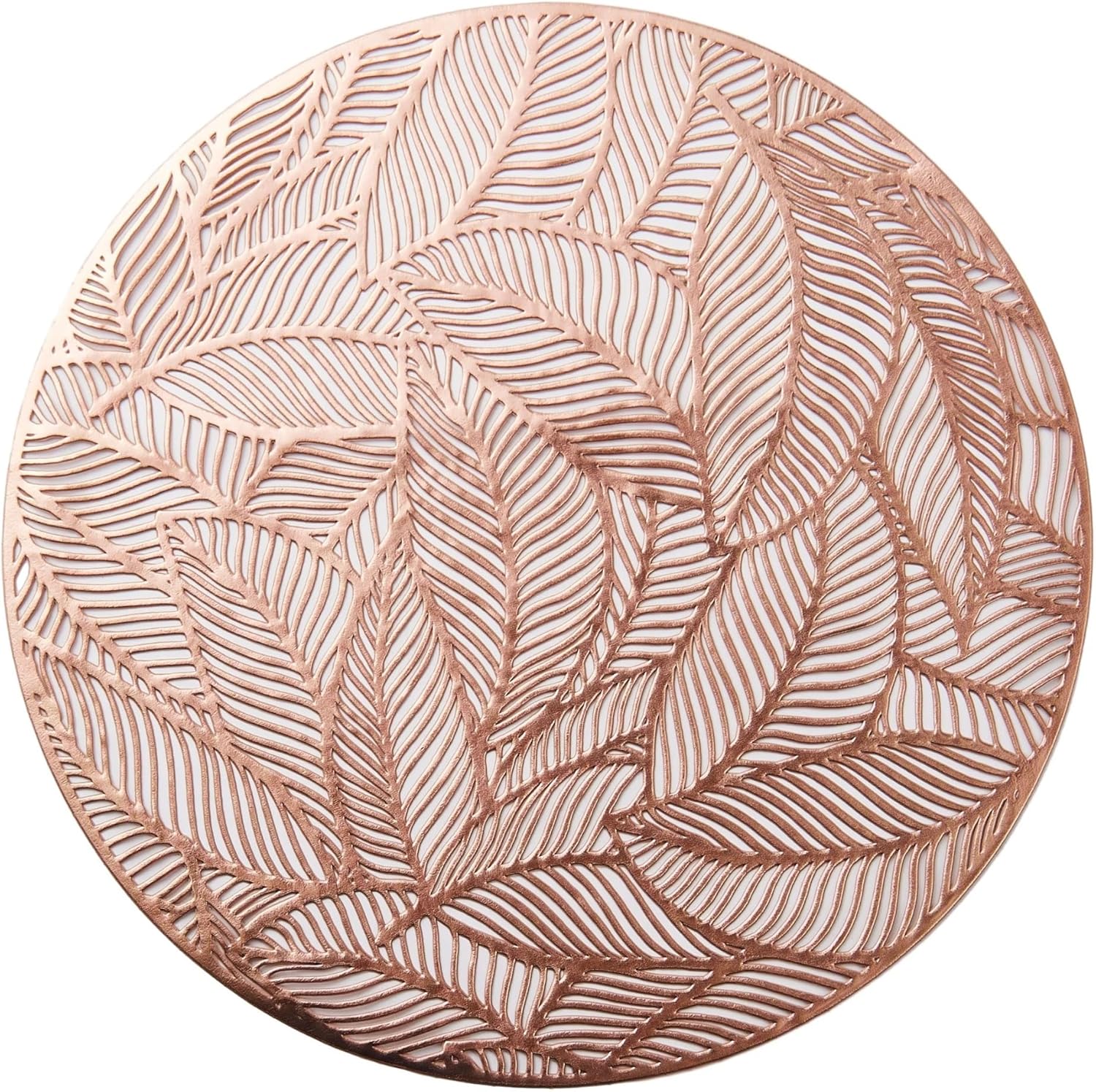 1PCS Round Dining Table Mats PVC Pressed Leaf Pattern Placemats Party/Wedding Round Coaster Placemats