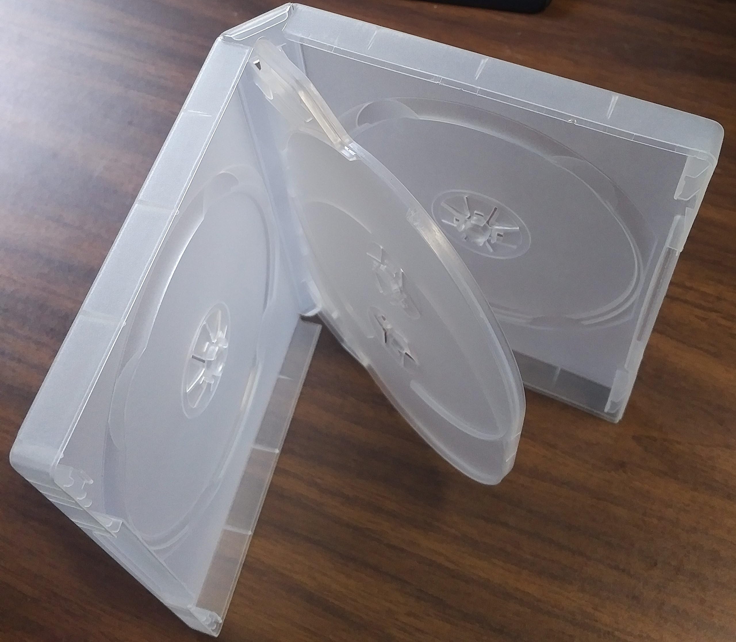 New! 27mm 4 Discs CD DVD Storage Case Frosty Clear 2 Pk Four Tray Holder Box Premium MegaDisc
