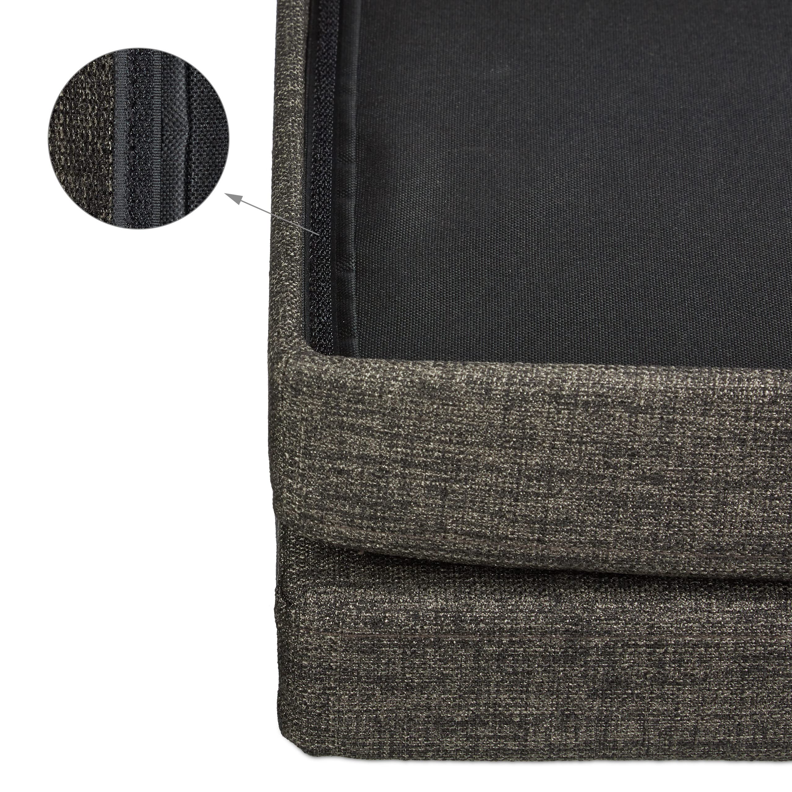 Relaxdays Panca Pieghevole con Schienale, Coperchio, Contenitore, Imbottita, Lino, Marrone, HxLxP: 73 x 114 x 38 cm