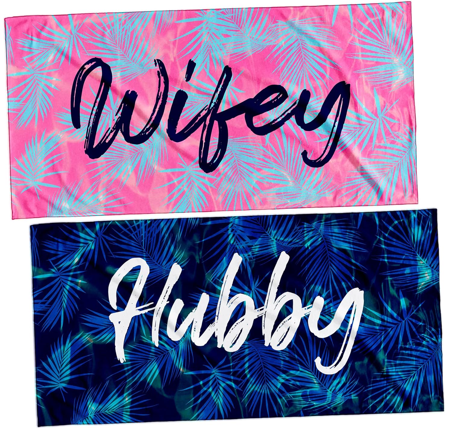 Mr. and Mrs. Beach Towel Set. Hubby Wifey Beach Towels for Couples