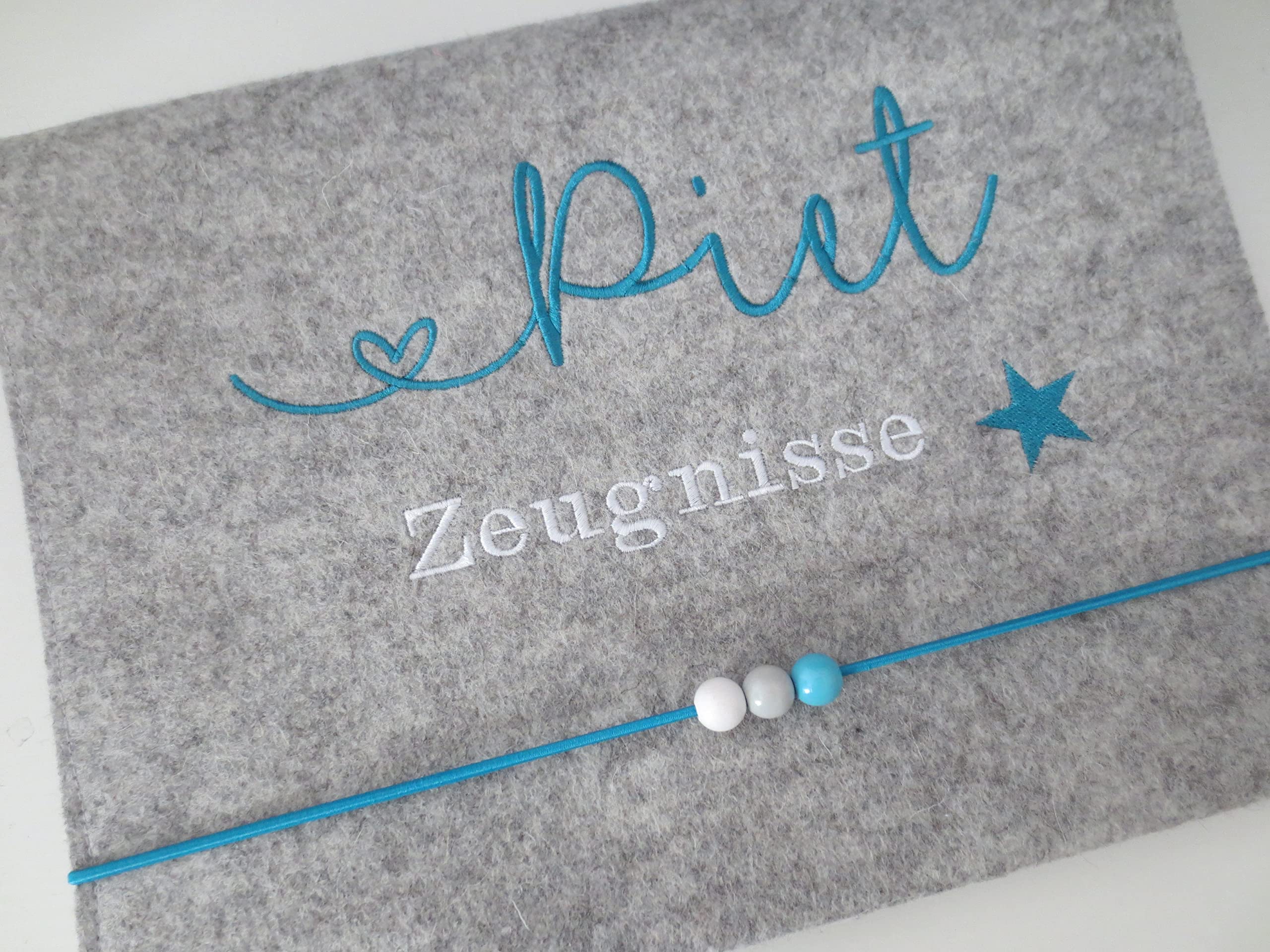 Zeugnismappe Wollfilz Mappe Zeugnisse DIN A4 Grundschule Schule"Stern"
