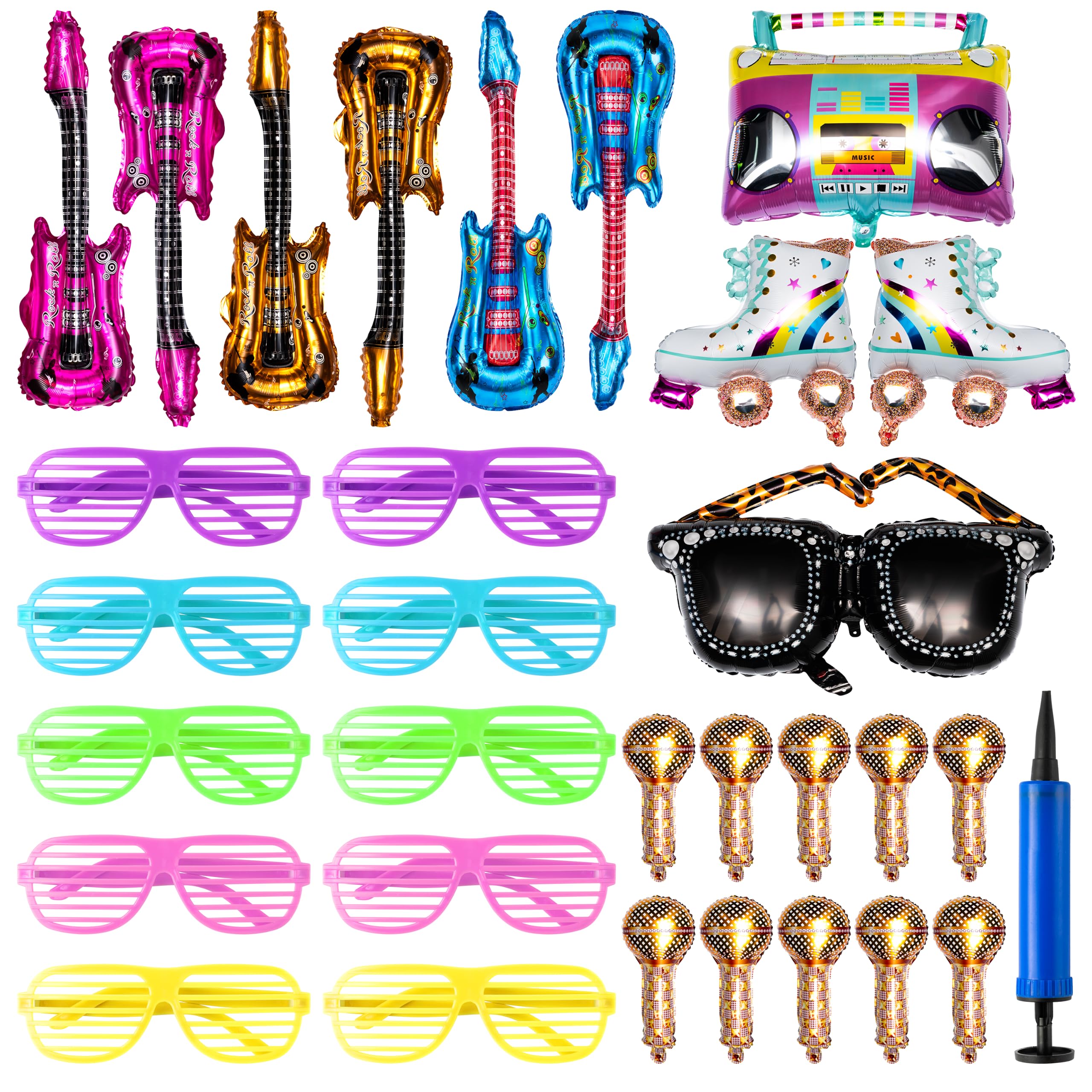 E1mity Inflatable Guitar Party Props 80s 90s Vintage Rock Party Decoration