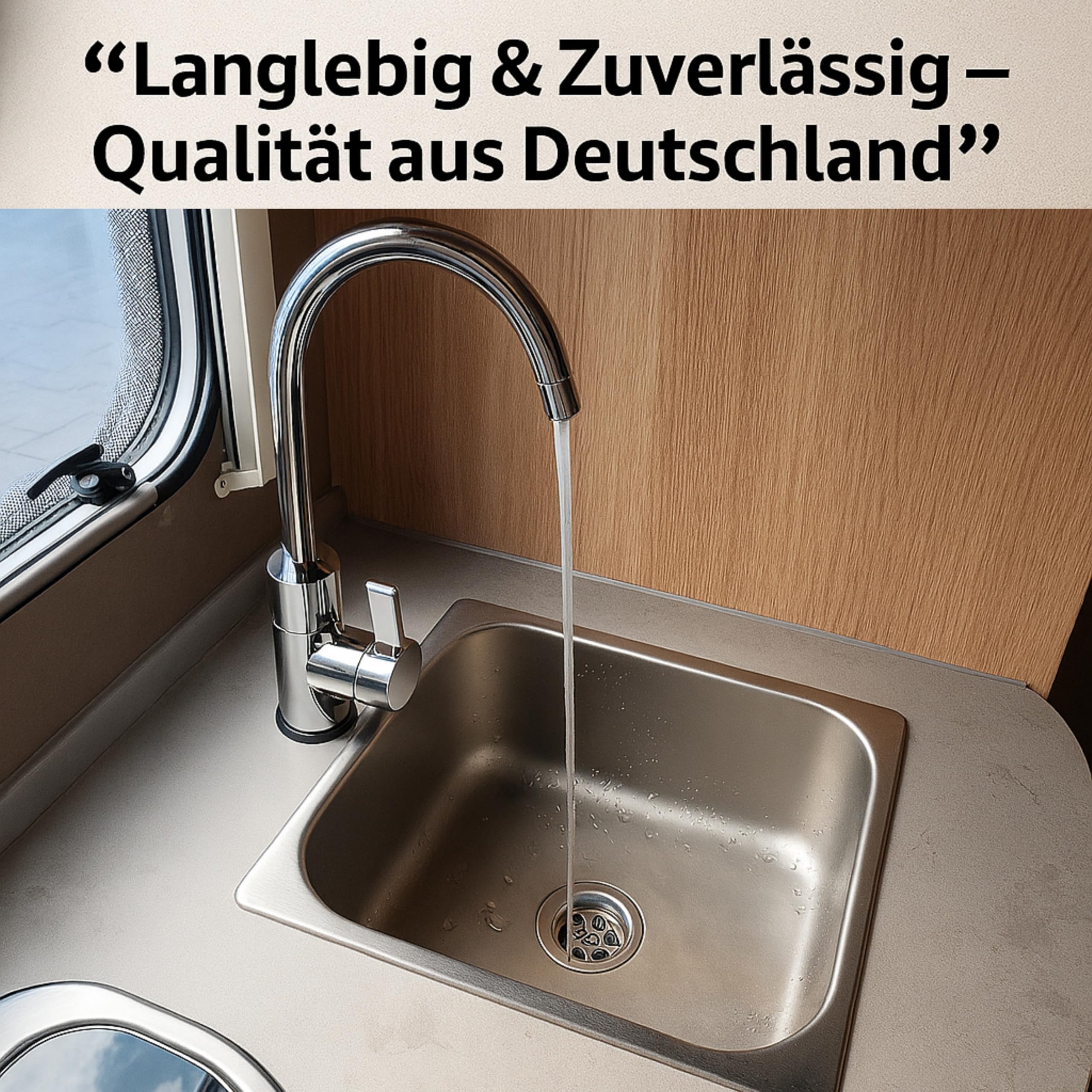 Comet Lucca Einhebelmischer für Wohnmobil und Wohnwagen, 12 V, Chrom, 360° drehbarer Mikroschalter, 12 V Wasserhahn