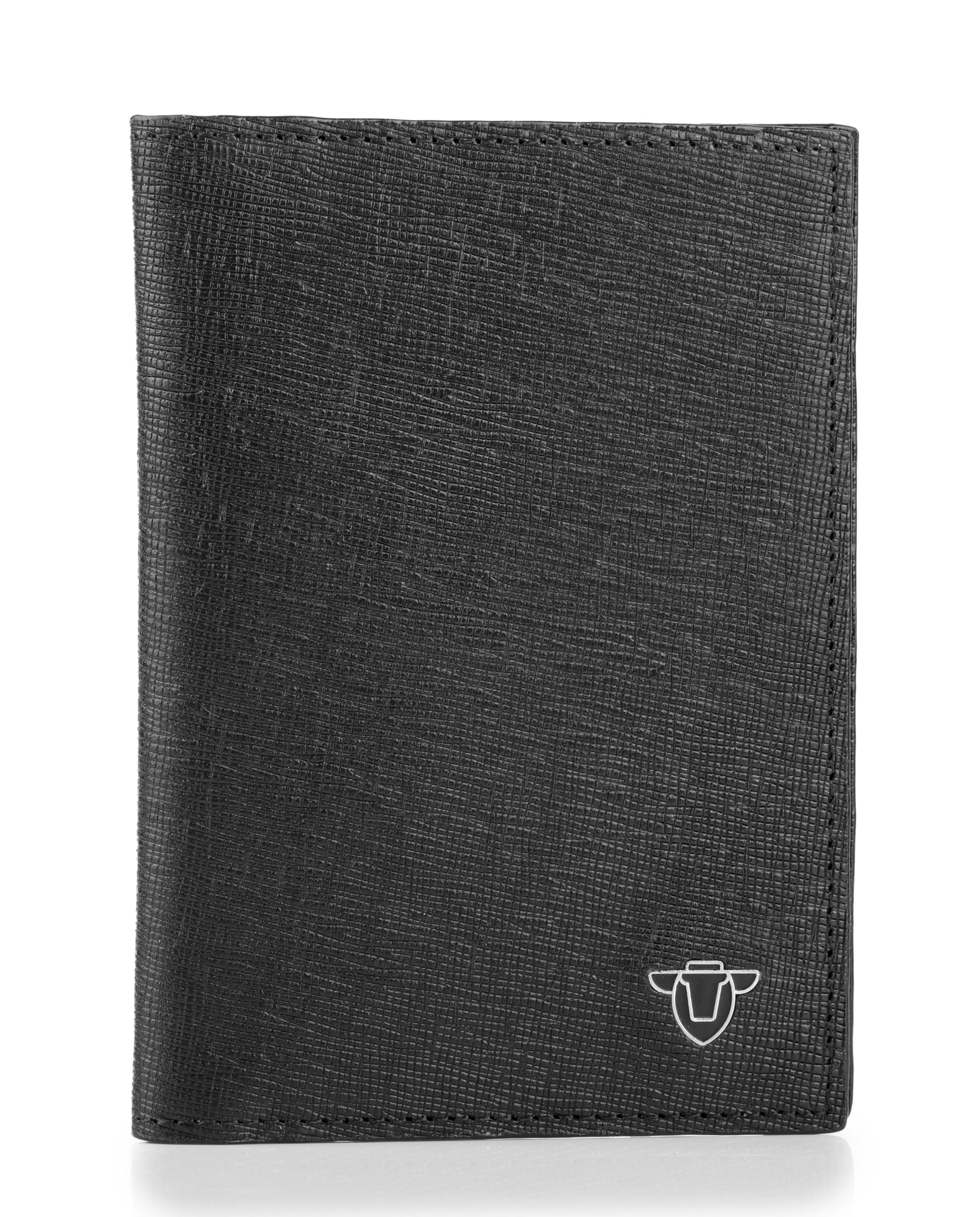 Premium Textured Leather Passport Wallet | Travel Document Holder for Men & Women | Full-Grain Cow Leather | Slim & Stylish | Tan, Black &Navy Blue| by PAMMIS (Black)-image-35