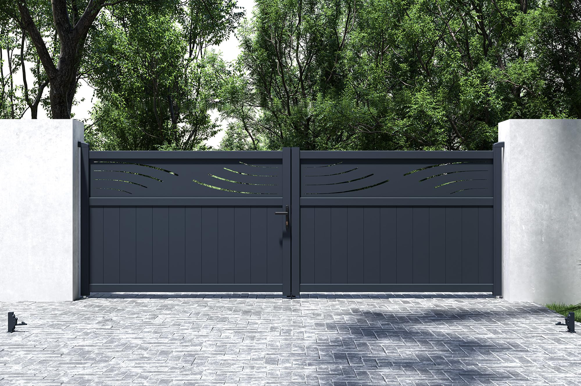 Casanoov Portail battant 4m HALTI H.140cm aluminium gris