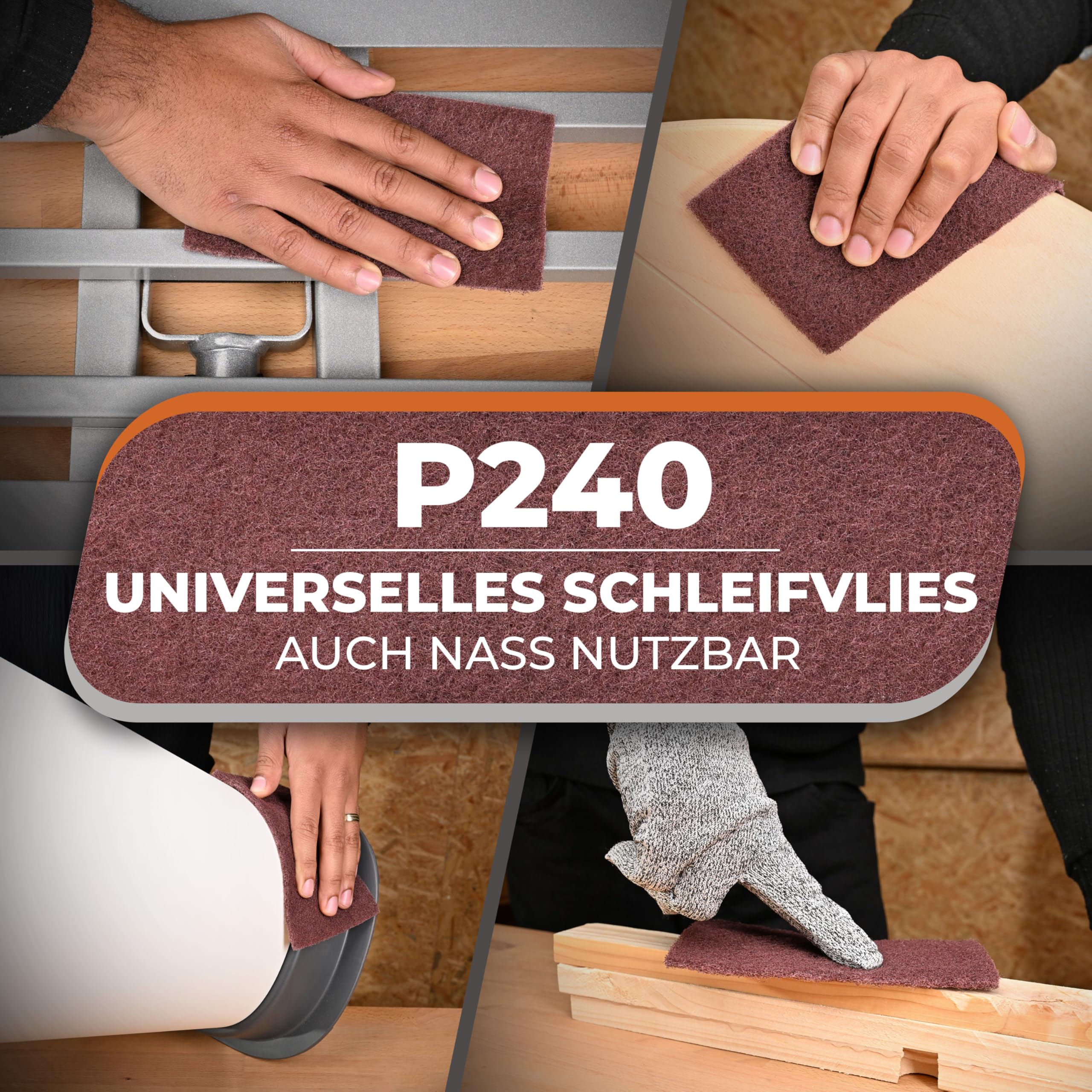 Schleifvlies Rolle 5m x 100mm Korn 240 – Vielseitiges Schleifvlies Metall, Holz, Lack, Edelstahl – Ideales Schleifpad, Schleifschwamm für professionelle Anwendungen