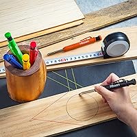 Vista 5 de Hiboom Paquete de 6 lápices de carpintero con sacapuntas, punta de agujero profundo de punta larga con 36 recambios de 0.09 pulgadas