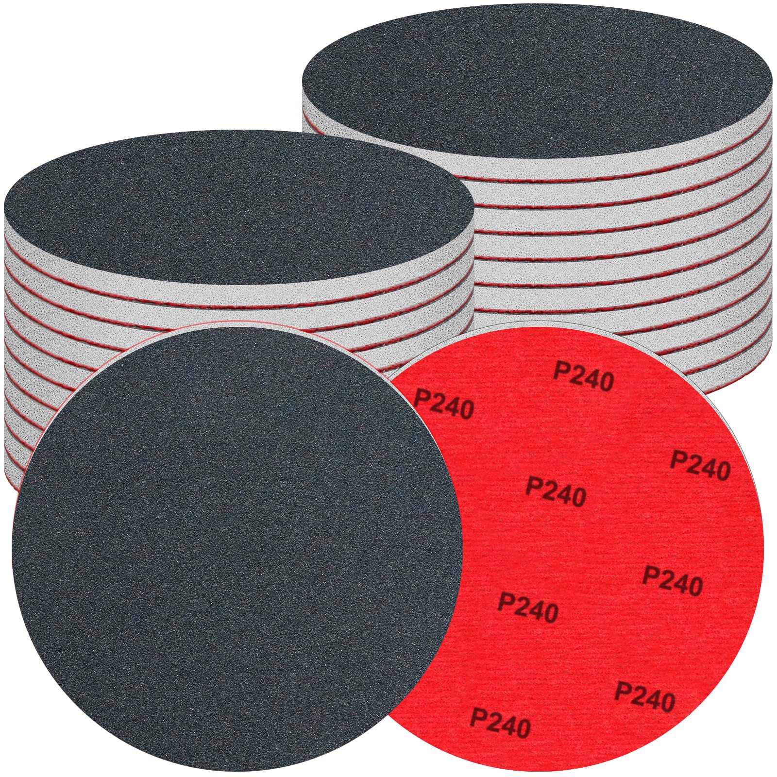 20 Pcs 175mm Sanding Sponge Disc Set, 240 Grit Hook and Loop Foam Sanding Pads, Washable and Reusable Sanding Disc for Random Orbital Sander, Wet Dry Finishing
