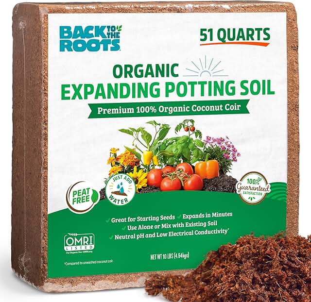Back to The Roots Organic Coir, 51 Quart Expanding Soil, Great for Seeds...