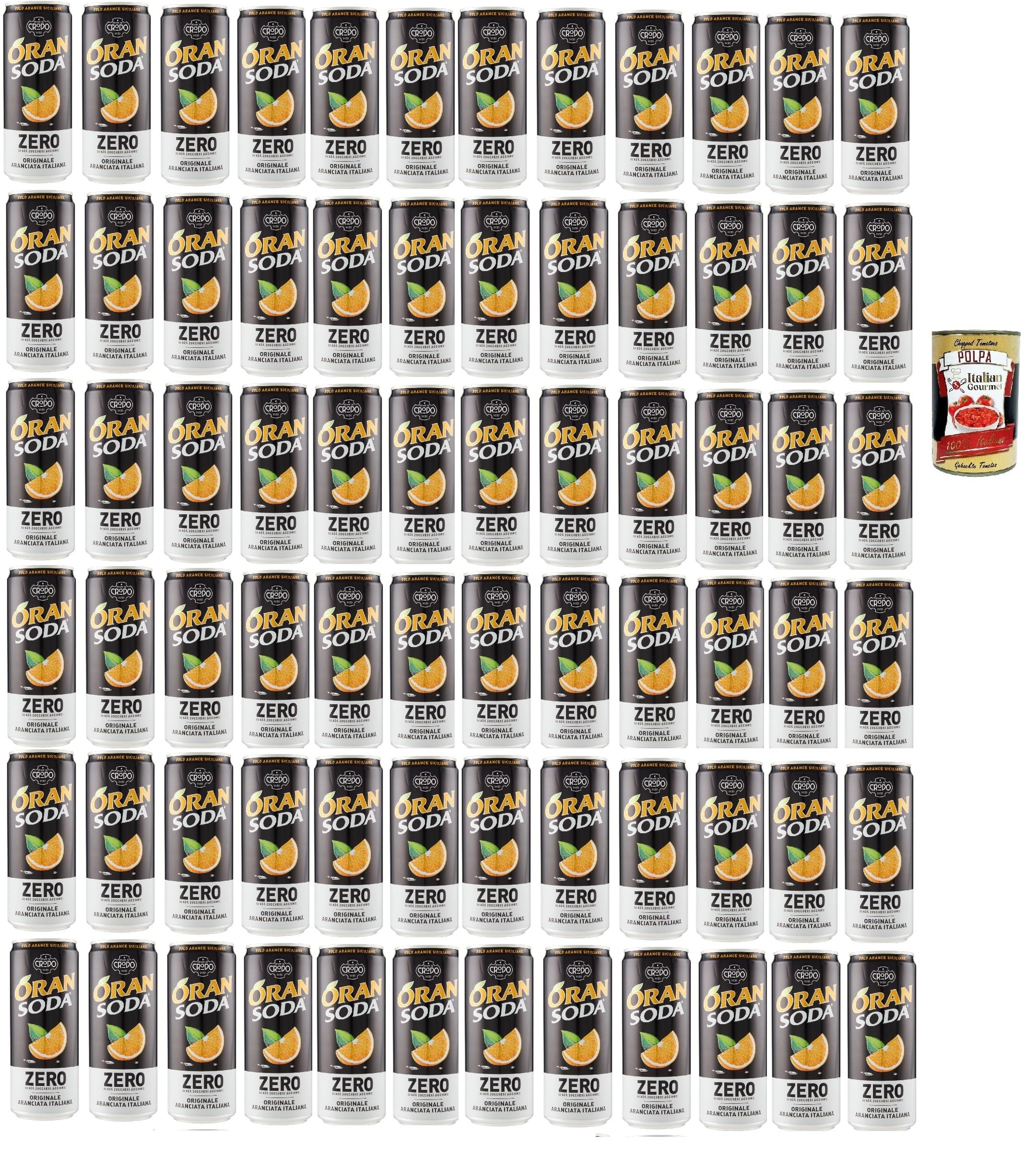 Italian Gourmet Bevanda all'Arancia Zero, Orangenlimonade 72 x 33cl | Ohne Zuckerzusatz, orange italian soft drink sugar free, frizzante e, Gesamtnettogewicht 23,76 L + Kostenlos Polpa 400g