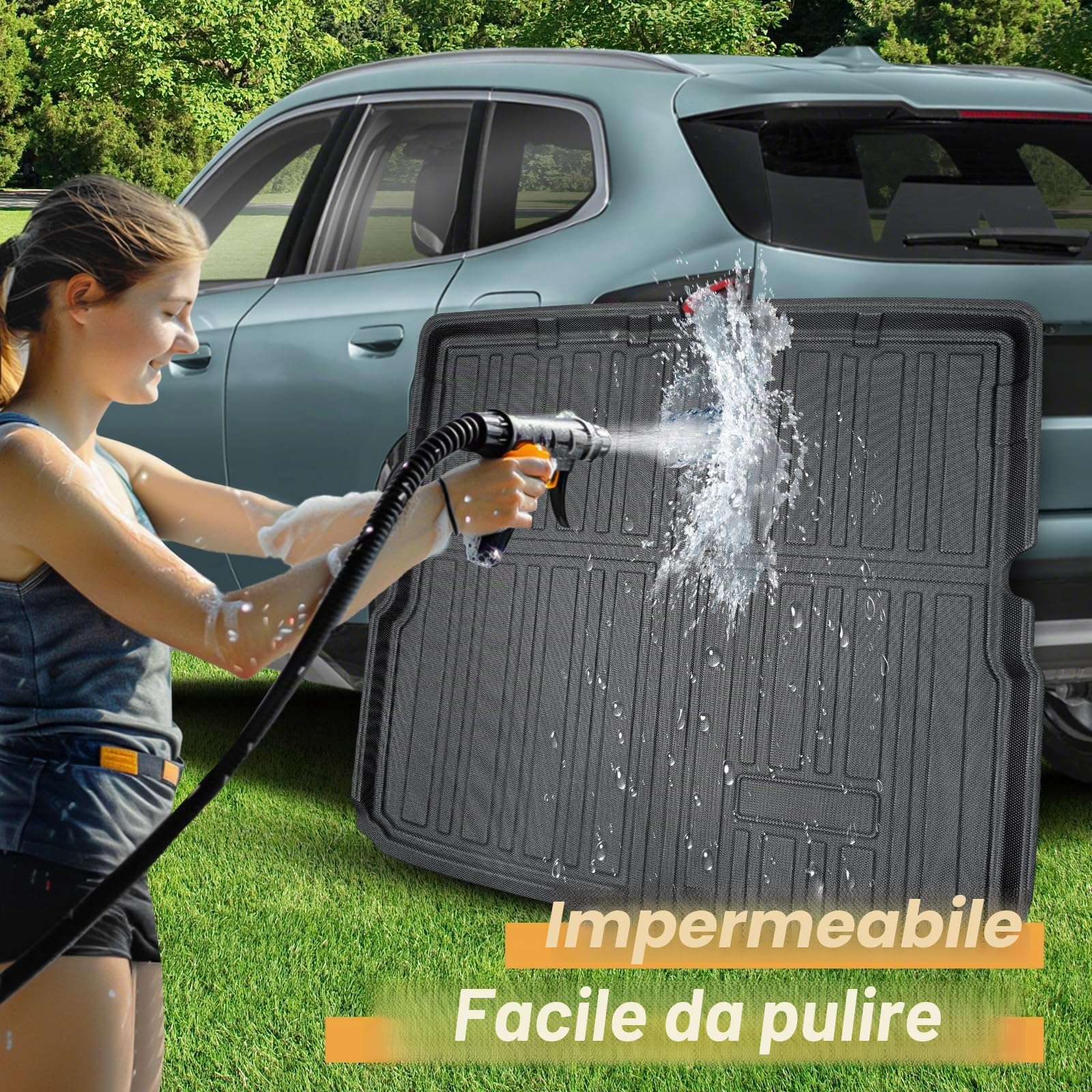 ECOZEN Vasca Baule per BMW x1/ix1 U11 2022-2026 3D Specifica In TPE Proteggi Bagagliaio auto, BMW x1 ix1 U11 Tappetino del bagagliaio con bordino rialzato resistente impermeabile tutte le stagioni