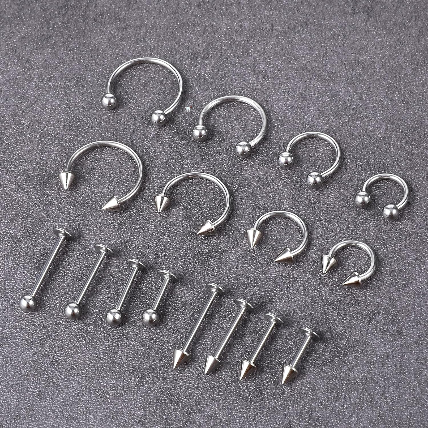 32Pcs Lip Rings for Women 16G Stainless Steel Horseshoe Labret Studs Monroe Lip Barbell Ring Snake Bite Piercing Jewelry Helix Earring Daith Tragus Cartilage Surgical Steel Jewelry - Image 7