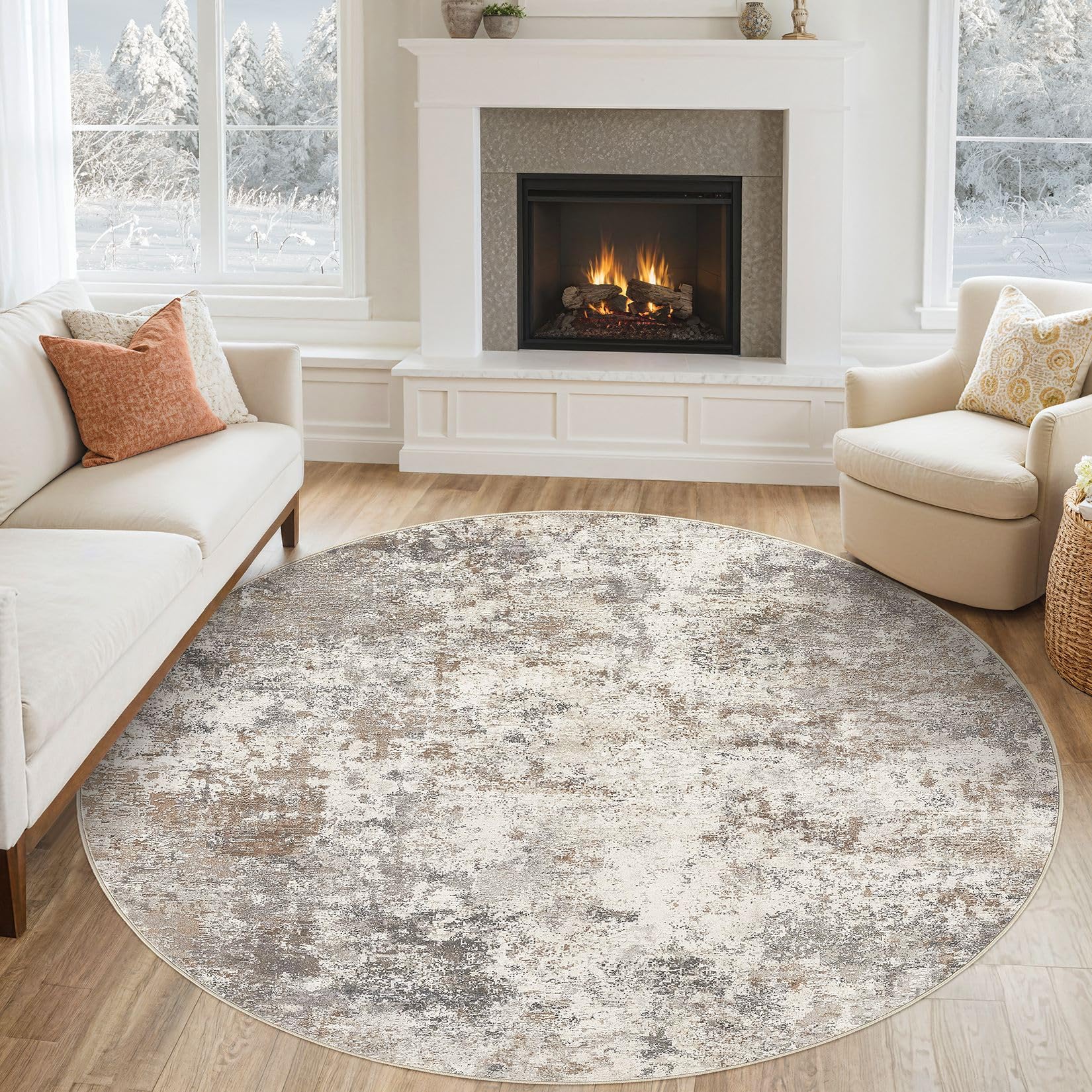 Amazon.com: UERMEI 6ft Round Area Rug Living Room Rugs - 6x6 Washable ...
