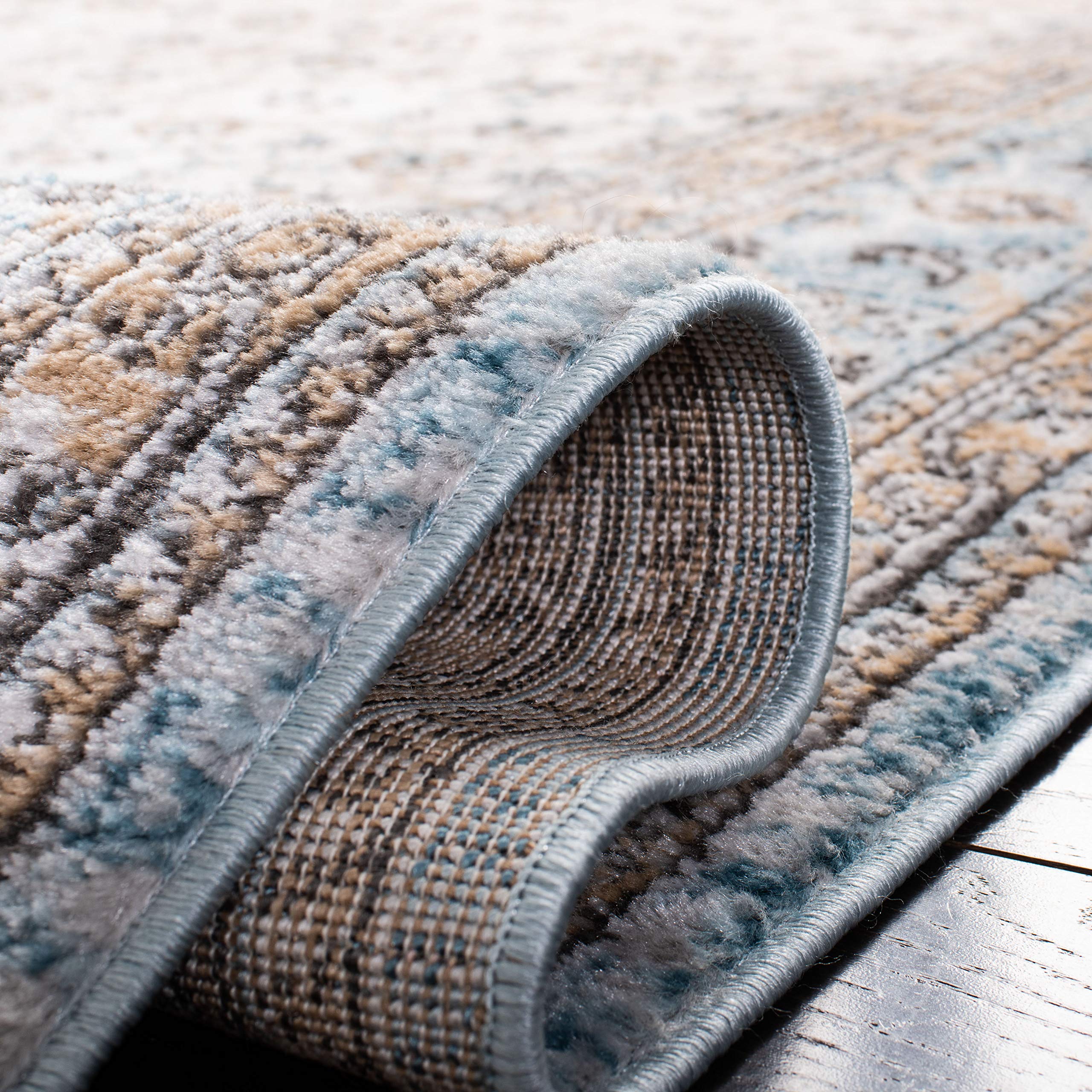 Safavieh Tapis Contemporain pour Salon, Salle à Manger, Chambre à Coucher - Shivan Collection, Tapis à Poil Court, Bleu et Rose, 66 X 244 cm