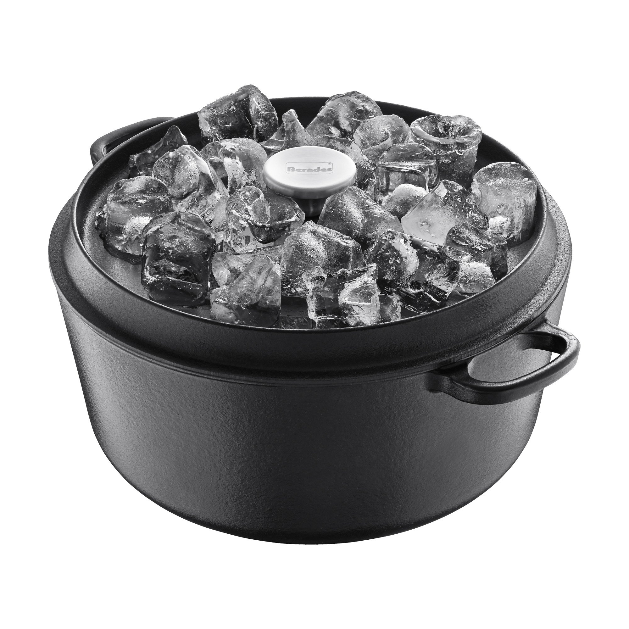 Berndes Casseruola con coperchio in Ghisa Nera, 20 cm, 2.7 Litri, Cast Iron