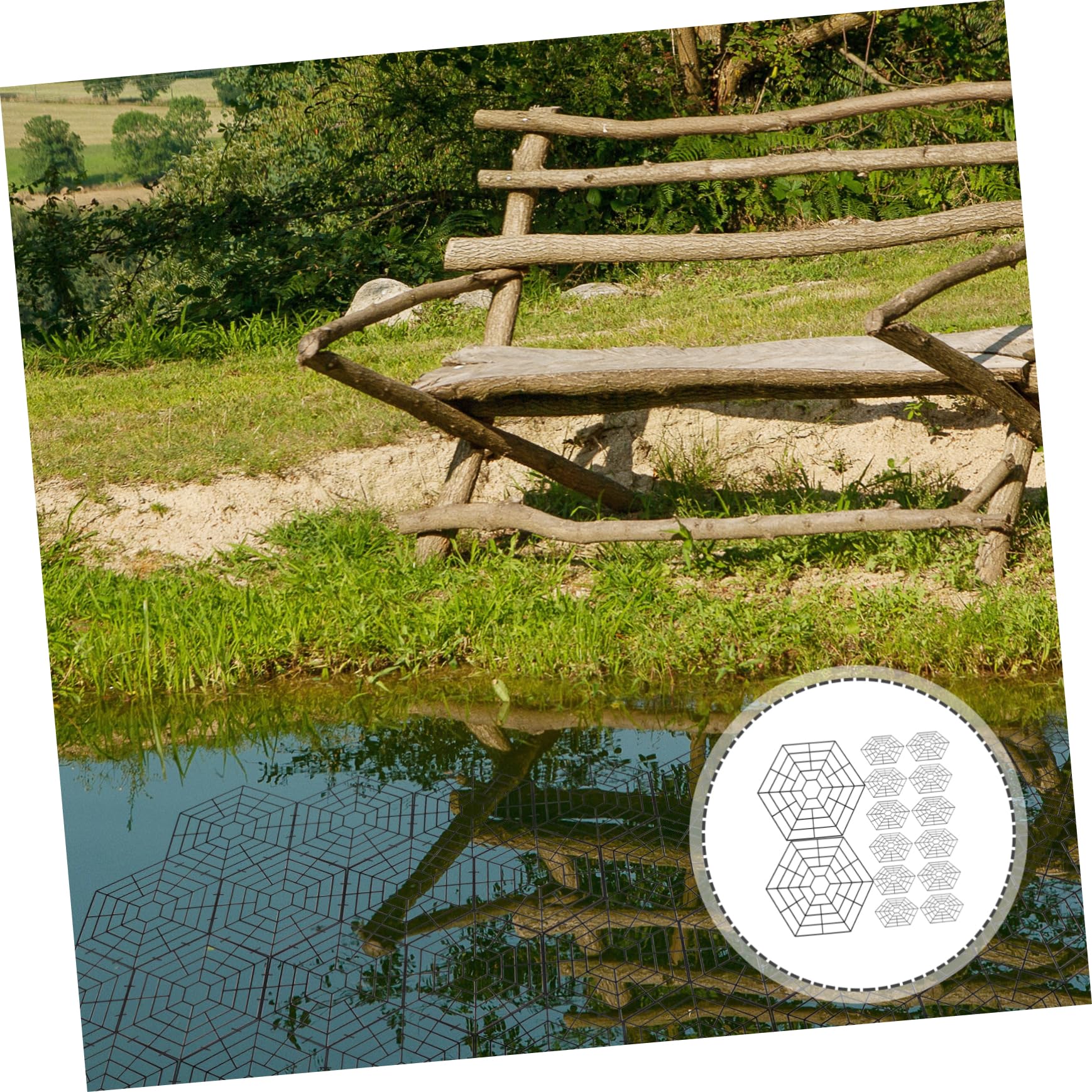 OFFSCH Nylon Pond Netting Fish Protector Netting 30 Pcs 6-Angle Fish Guard for Pond