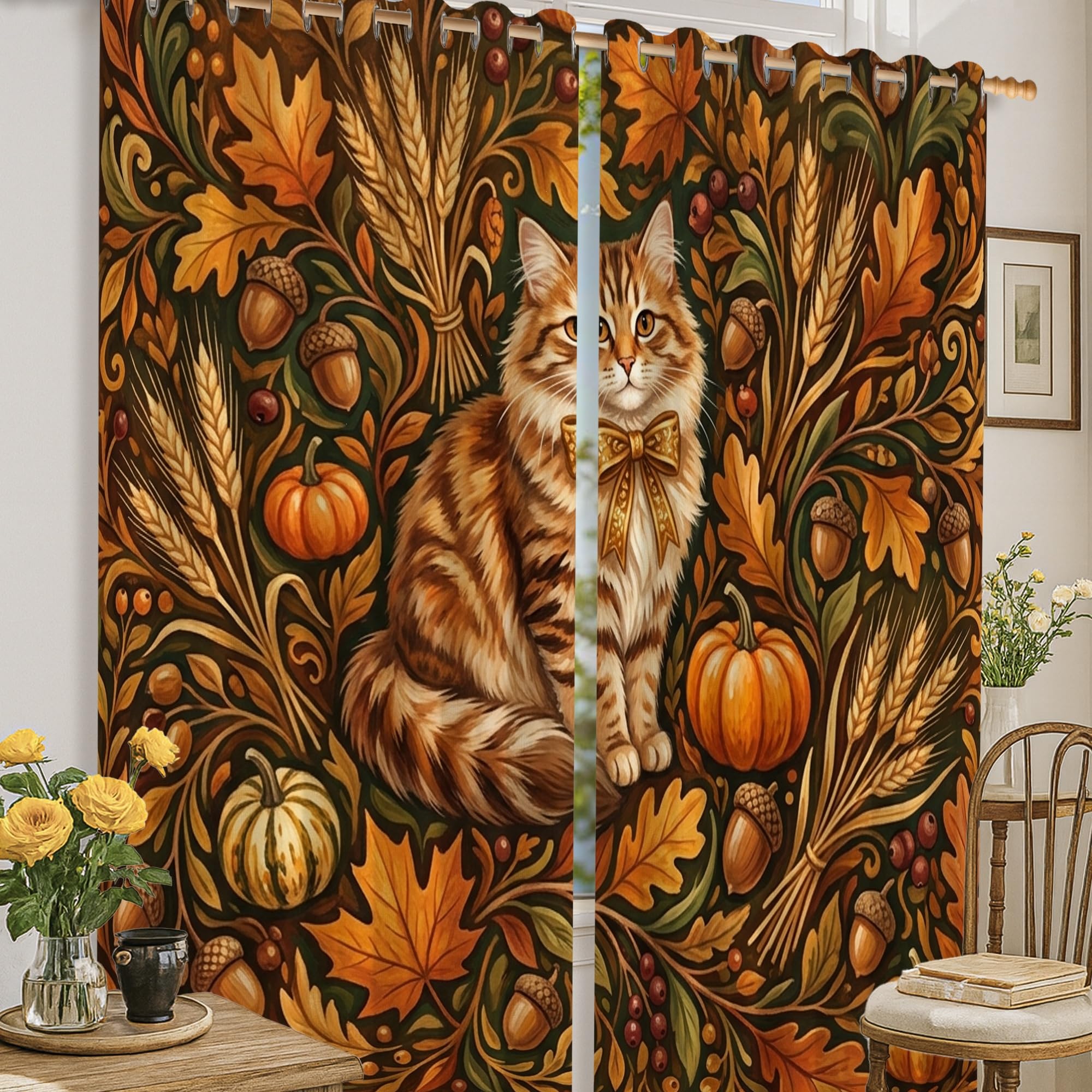 Rideaux occultants infroissables motif citrouille pour chambre et salon