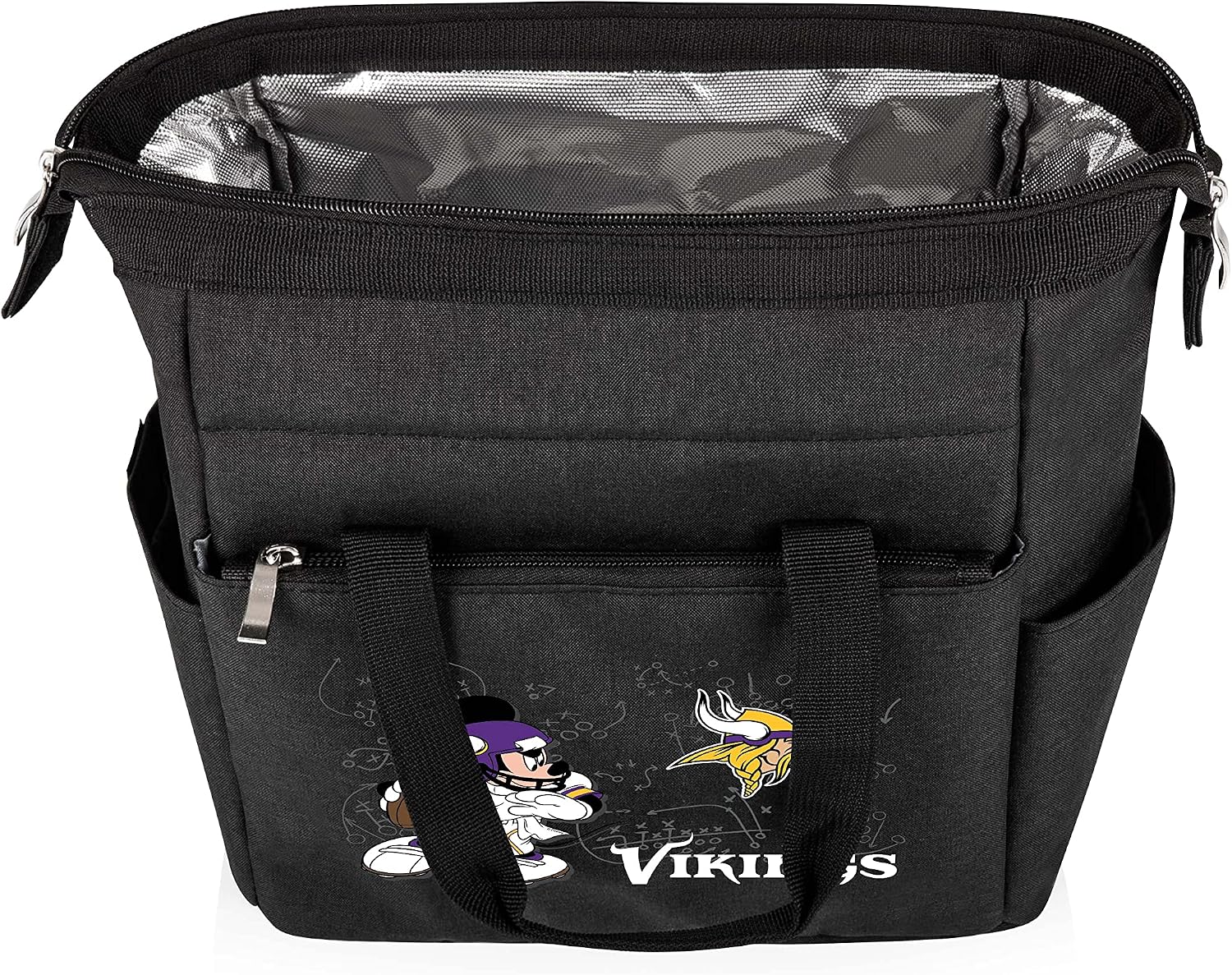 PICNIC TIME NFL Mickey Mouse On The Go Lunch Bag - Soft Cooler Lunch Box - Insulated Lunch Bag, (Black)