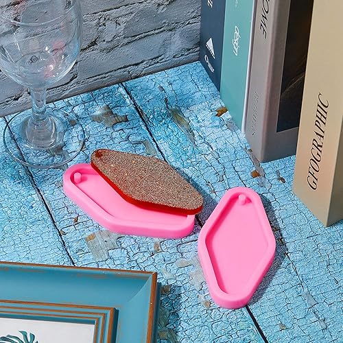 Miniatura 5 de 2 moldes de silicona de diamante para llavero de silicona para hornear, moldes de fondant para llavero, molde de arcilla y 5 llaveros para