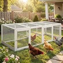 Expandable Chicken Run with Roosting Bars & Swing Metal Wire Enrichment Poultry Enclosure, Secure Lockable Door, Connectable Design for Coop Expansion Backyard Habitat for Chickens, Ducks