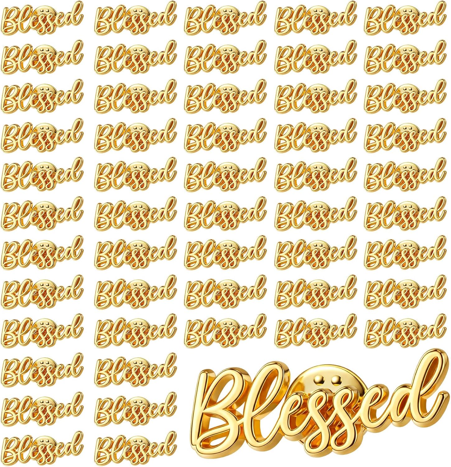 Huquary 60 Pcs Faith Gold Blessed Brooch Pins Bulk for Women 1.5 Inches Christian Jewelry Gifts Bulk Religious Lapel Brooches for Mother's Day Birthday Gifts