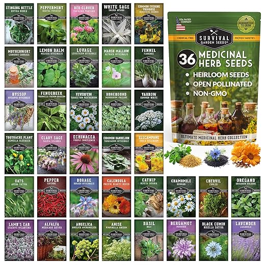 Ultimate Medicinal Herb Seeds Variety Pack – 36 Heirloom Non-GMO Healing Herbs for Planting | Wellness & Apothecary Garden Kit for Herbalists, Homesteaders – Survival Garden Seeds (28,000+)