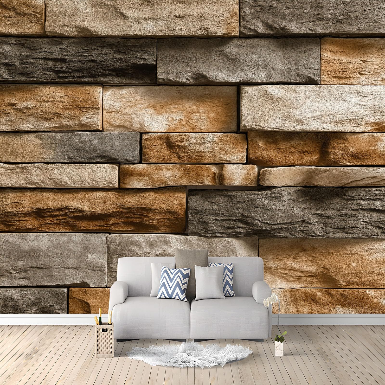 Décoration murale haut de gamme papier peint pierres 250x175 intissé jaune