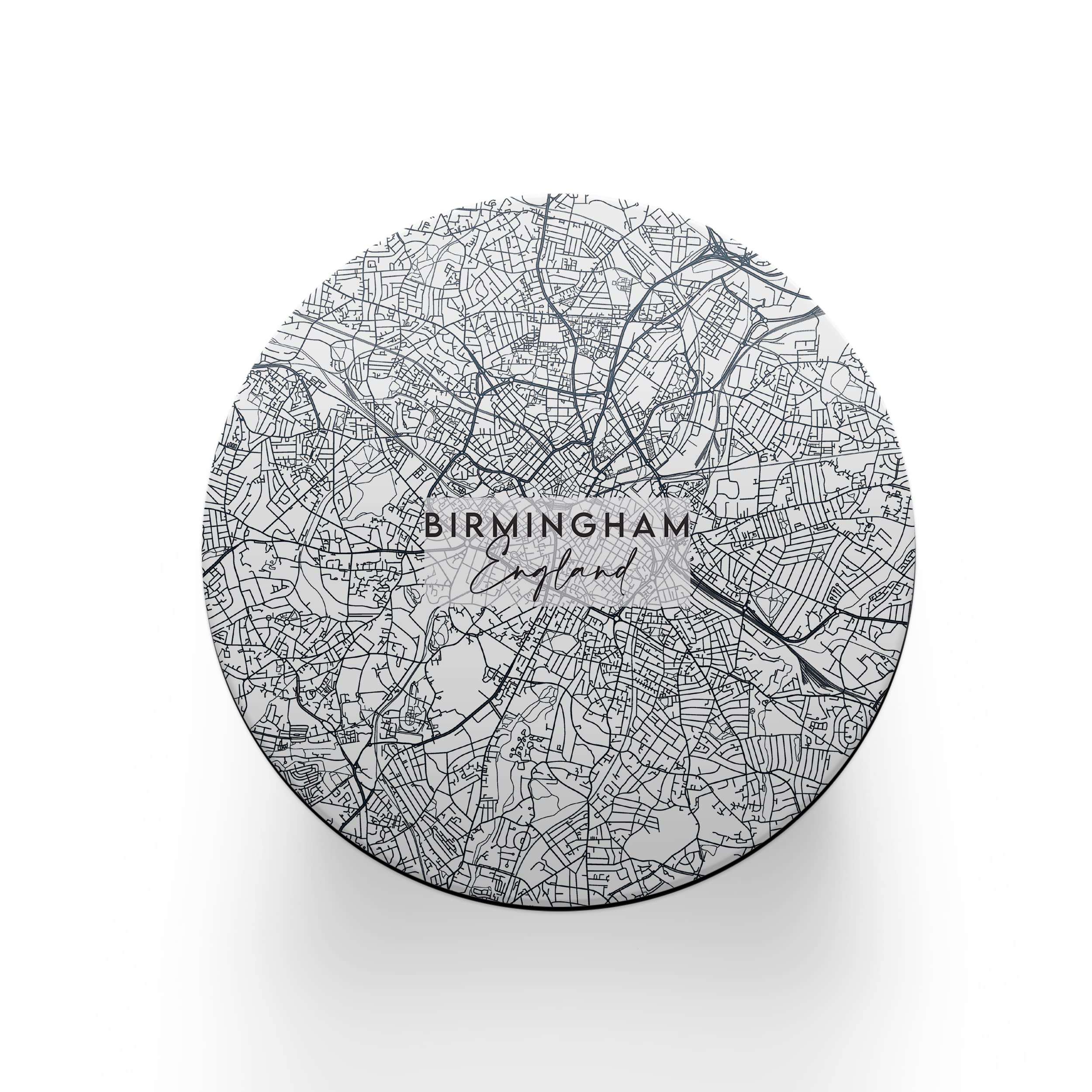 Dv Design Multicolor Round Single Coaster - Birmingham England Uk Britain Map Travel Hometown #76926