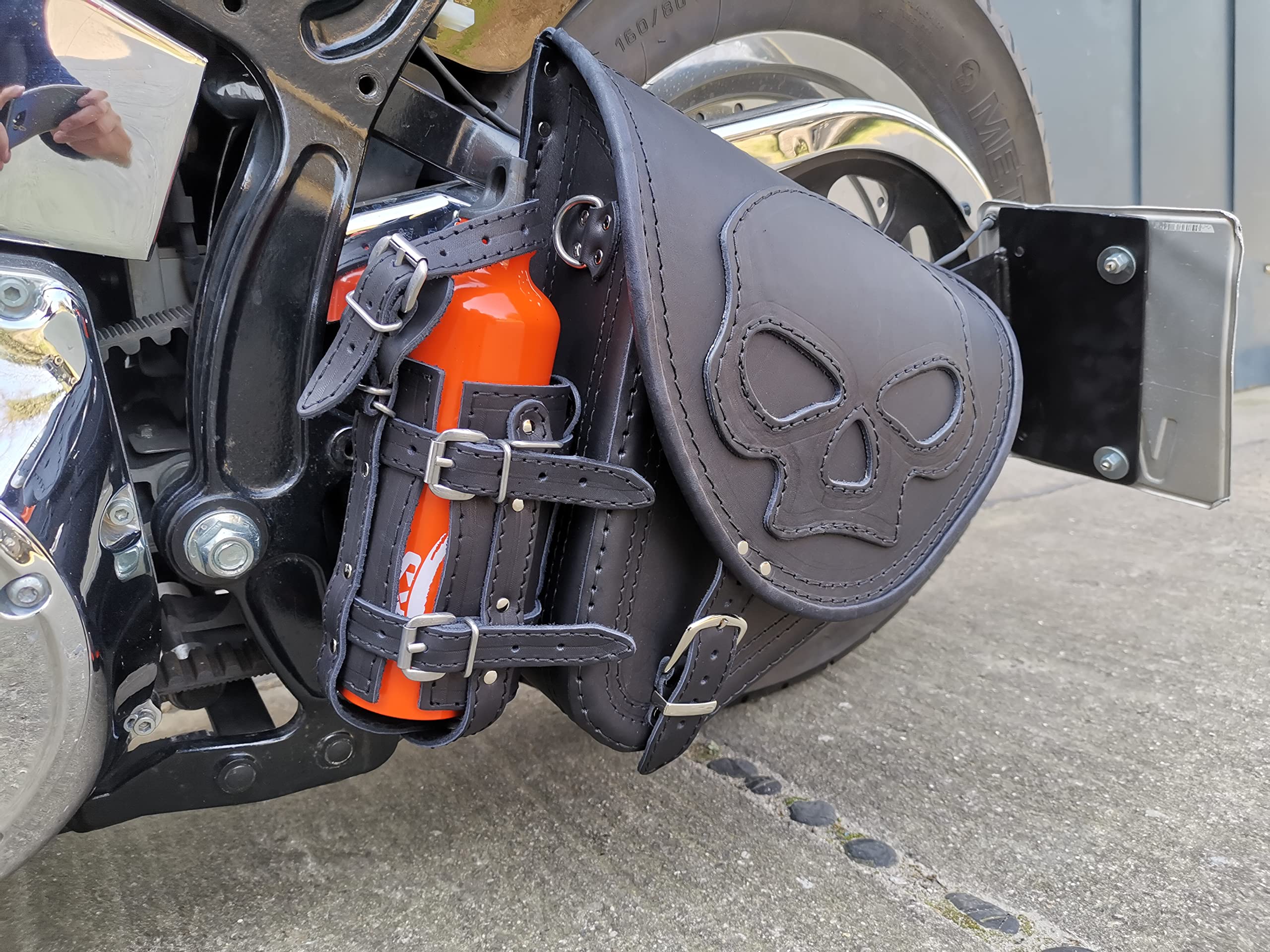 Sacoche Diablo Skull de Compatible avec Harley Davidson Softail Compatible avec Fatboy Heritage Starrahmen 2018