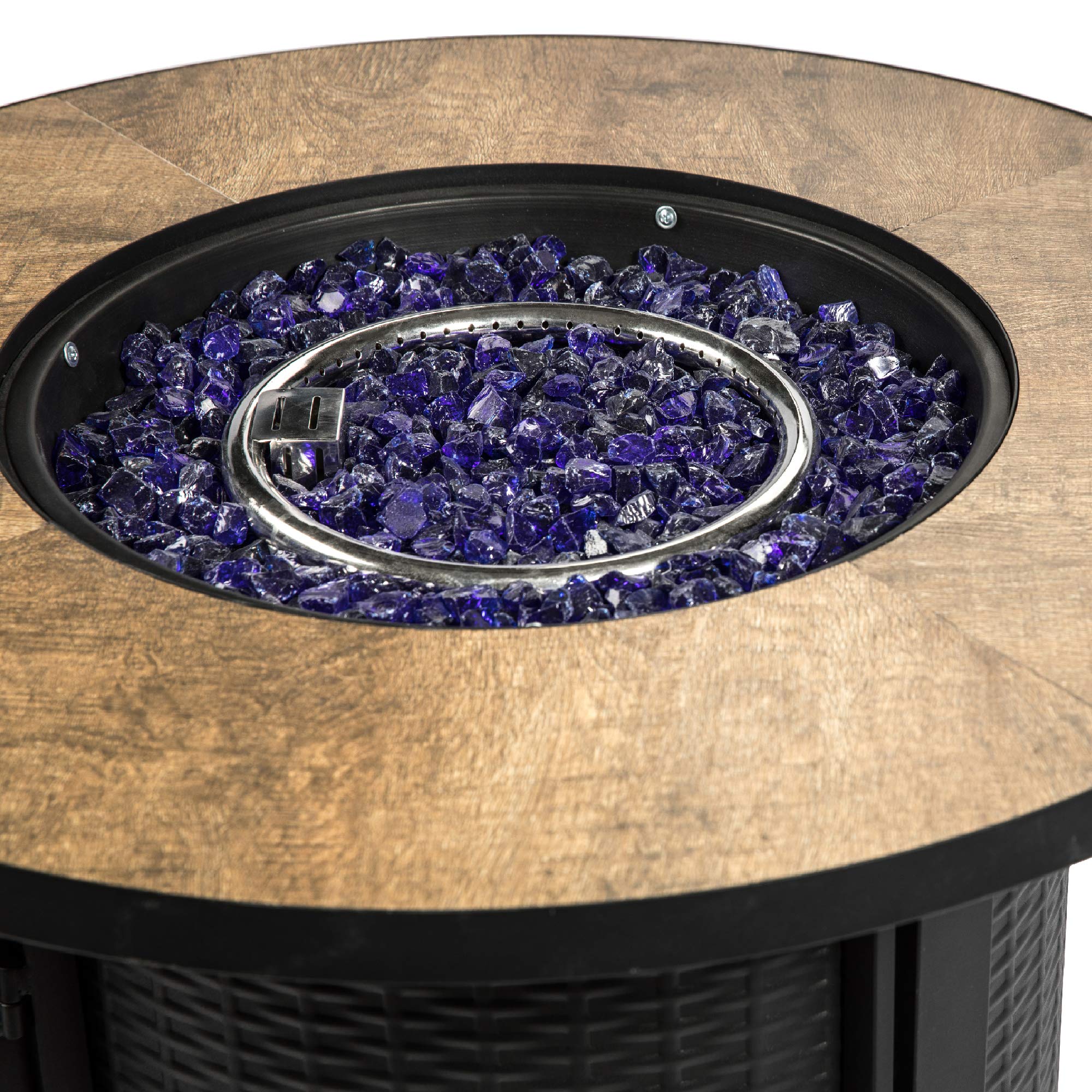 Braséro de Jardin à gaz Chauffage extérieur Acier Housse de Protection Verres de feu Noir Marron Teamson Home HF30900BA-EU