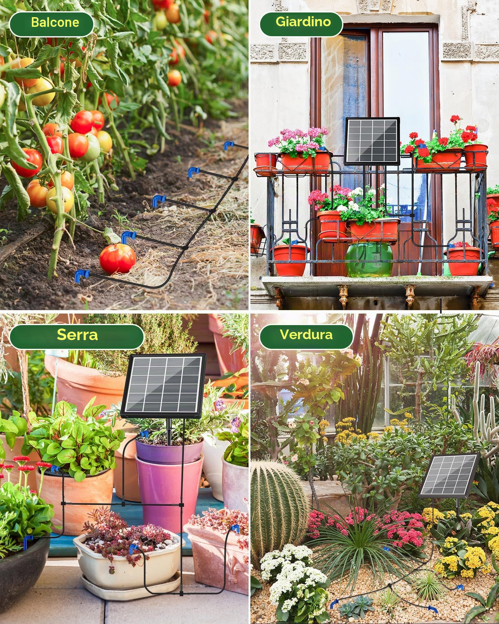 Biling Sistema solare per irrigazione balcone, 15 m, 2,5 W, giardino, piante, aiuola rialzata, serra, vacanze