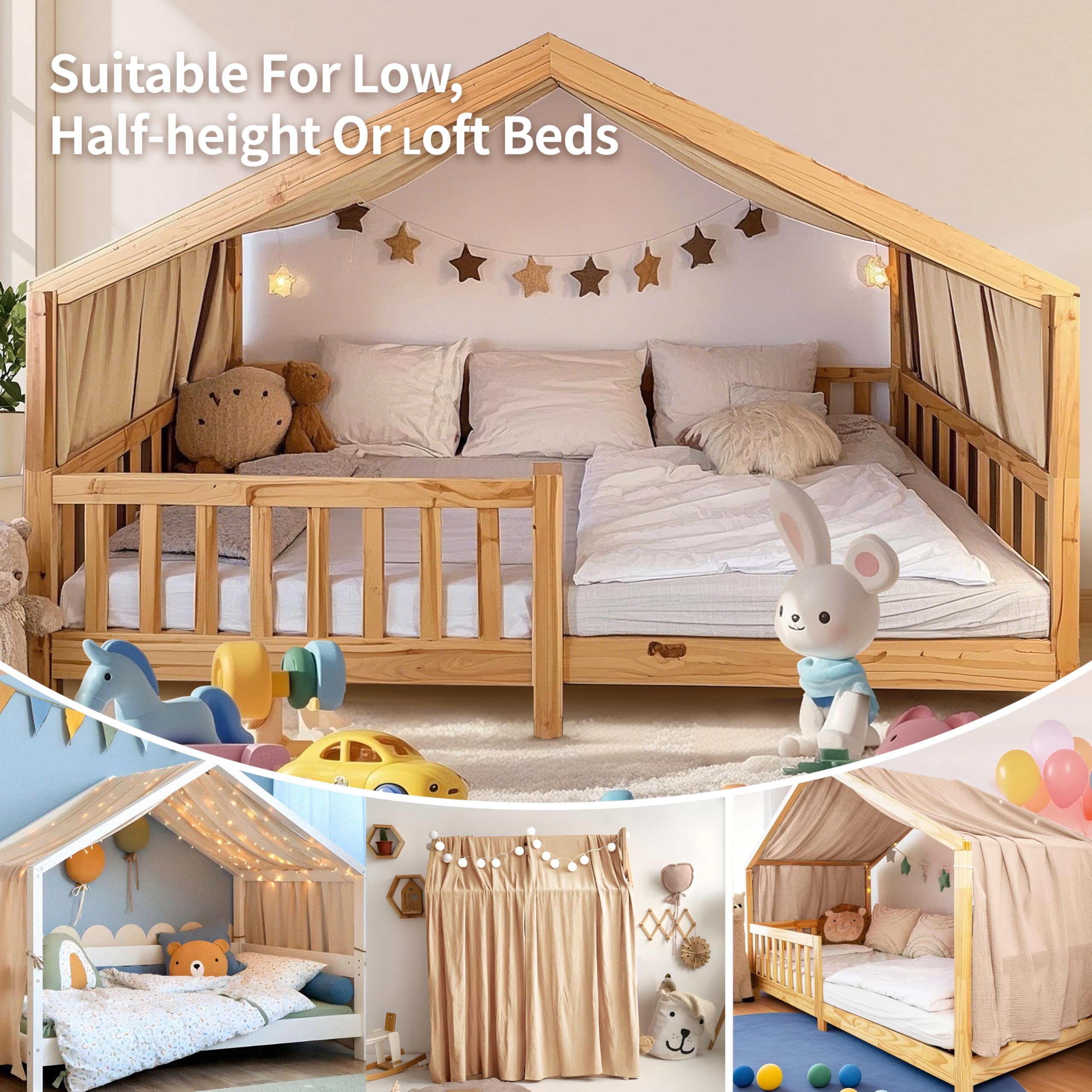 Copriletto per la casa, realizzato a mano in mussola di cotone, 100% baldacchino in tessuto per decorazione letto di casa, per ragazze e ragazzi, adatto per bambini - Tenda per lettino (132