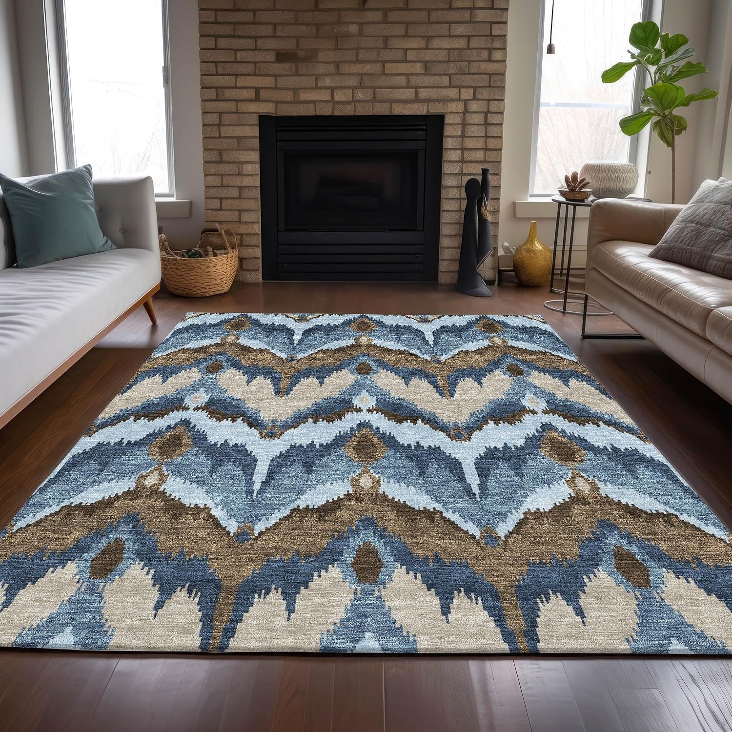 Addison Rugs Chantille ACN743 Blue 10' x 14' Indoor/Outdoor, Machine Washable, Easy Clean, Non Shedding, Bedroom, Living Room, Dining Room, Kitchen, Patio Rug