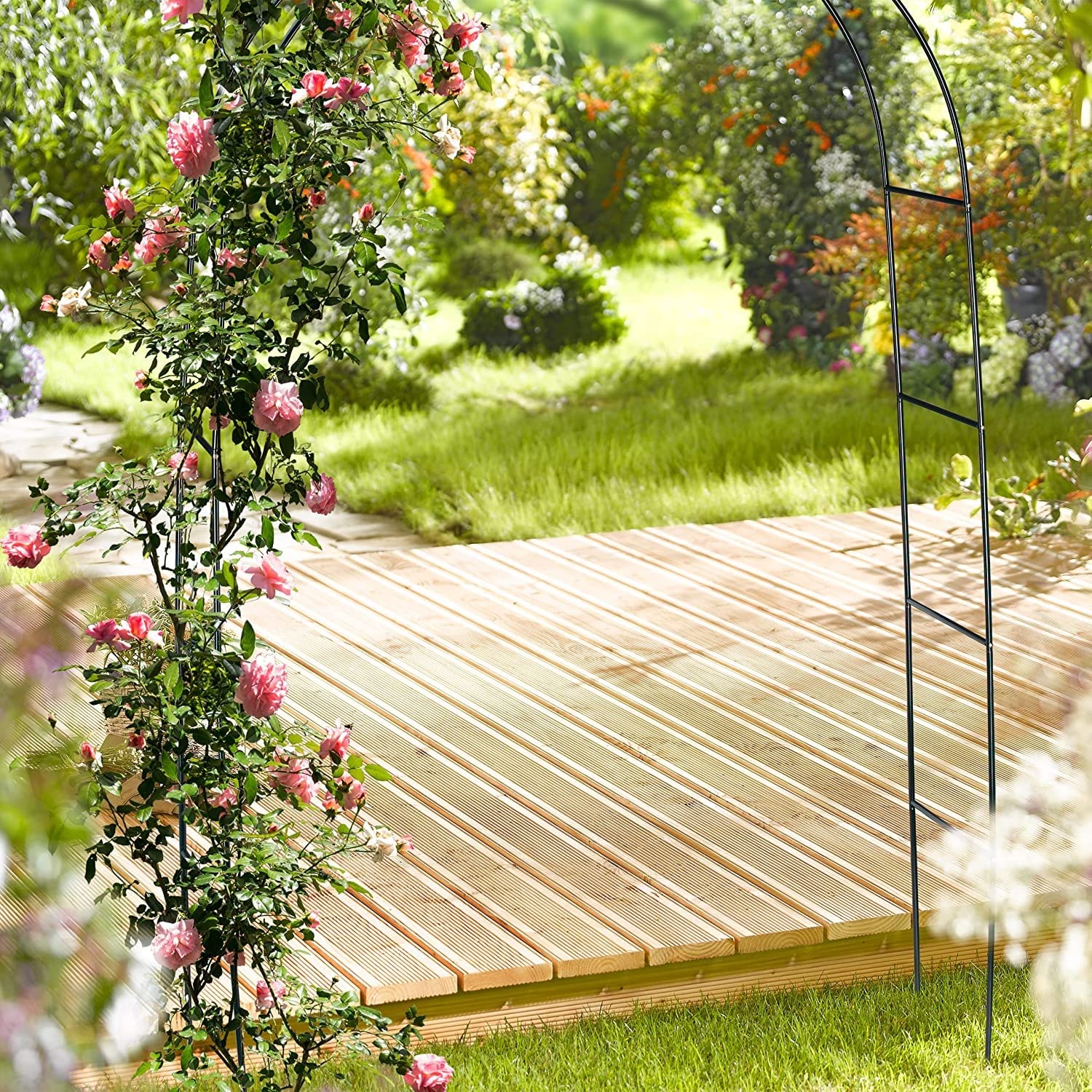 Arche De Jardin En Métal Noir Galvanisé - Tuyau 19 Mm, Plusieurs Tailles (1,2x2,2m à 3,5x2,2m) - Pour Plantes Grimpantes