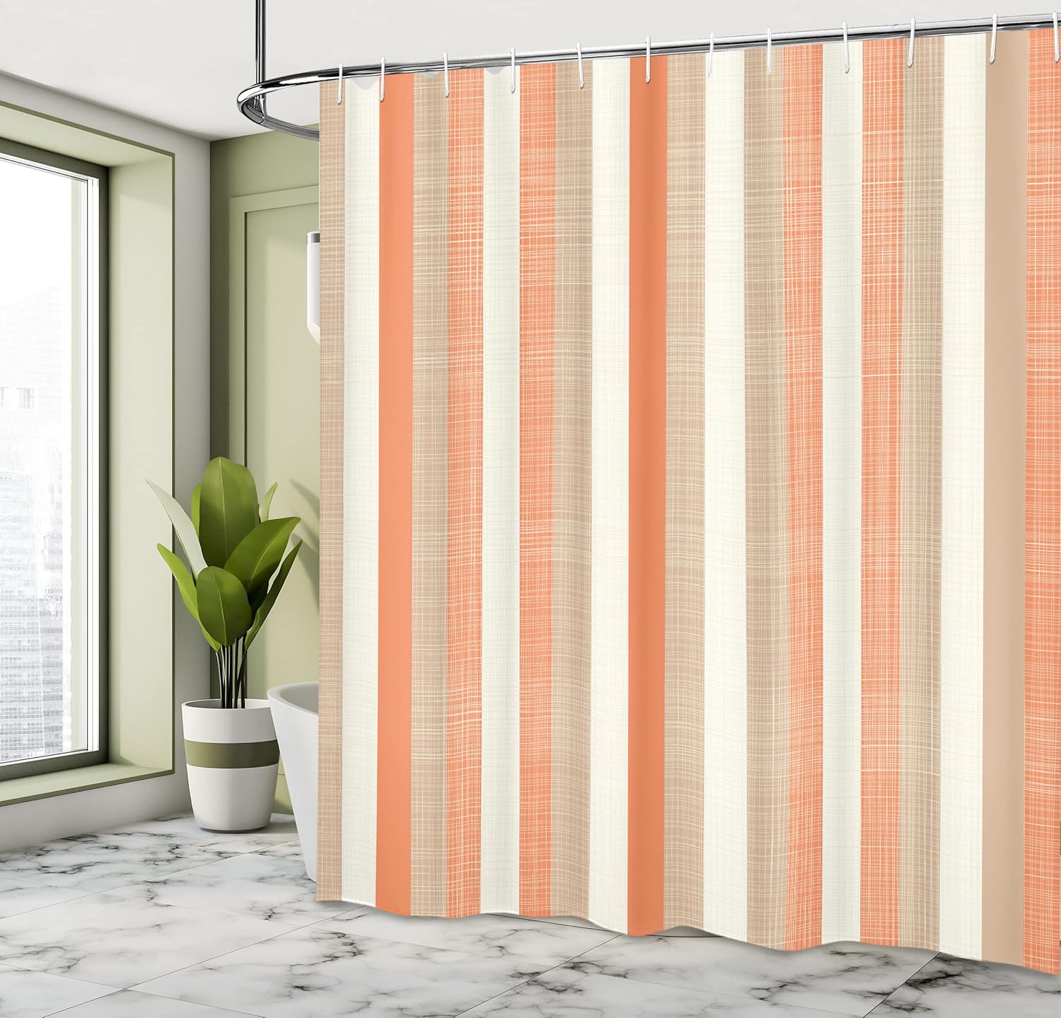 Ambesonne Retro Shower Curtain, Classical Vertical Stripes Pattern Texture Image Old Fashioned Display Artwork, Cloth Fabric Bathroom Decor Set with Hooks, 69" W x 75" L, Burnt Orange