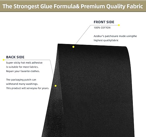 Miniatura 3 de Azobur Parches de tela para planchar, parche de tela interior y exterior, kit de reparación de tela decorativa de 4 x 60 pulgadas (4.1 in x 60.0 in)