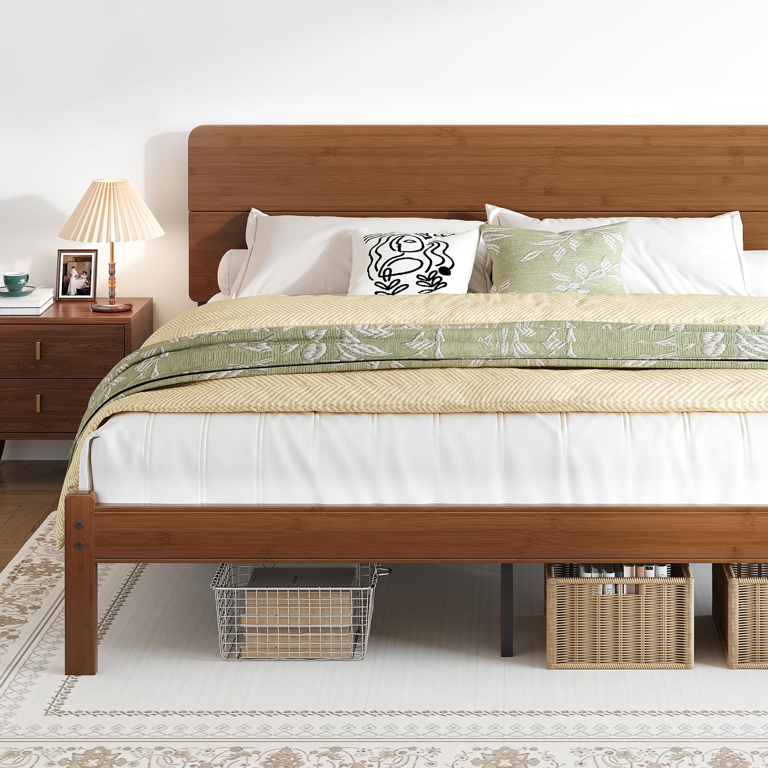 BOSRII King Size Bamboo Platform Bed Frame